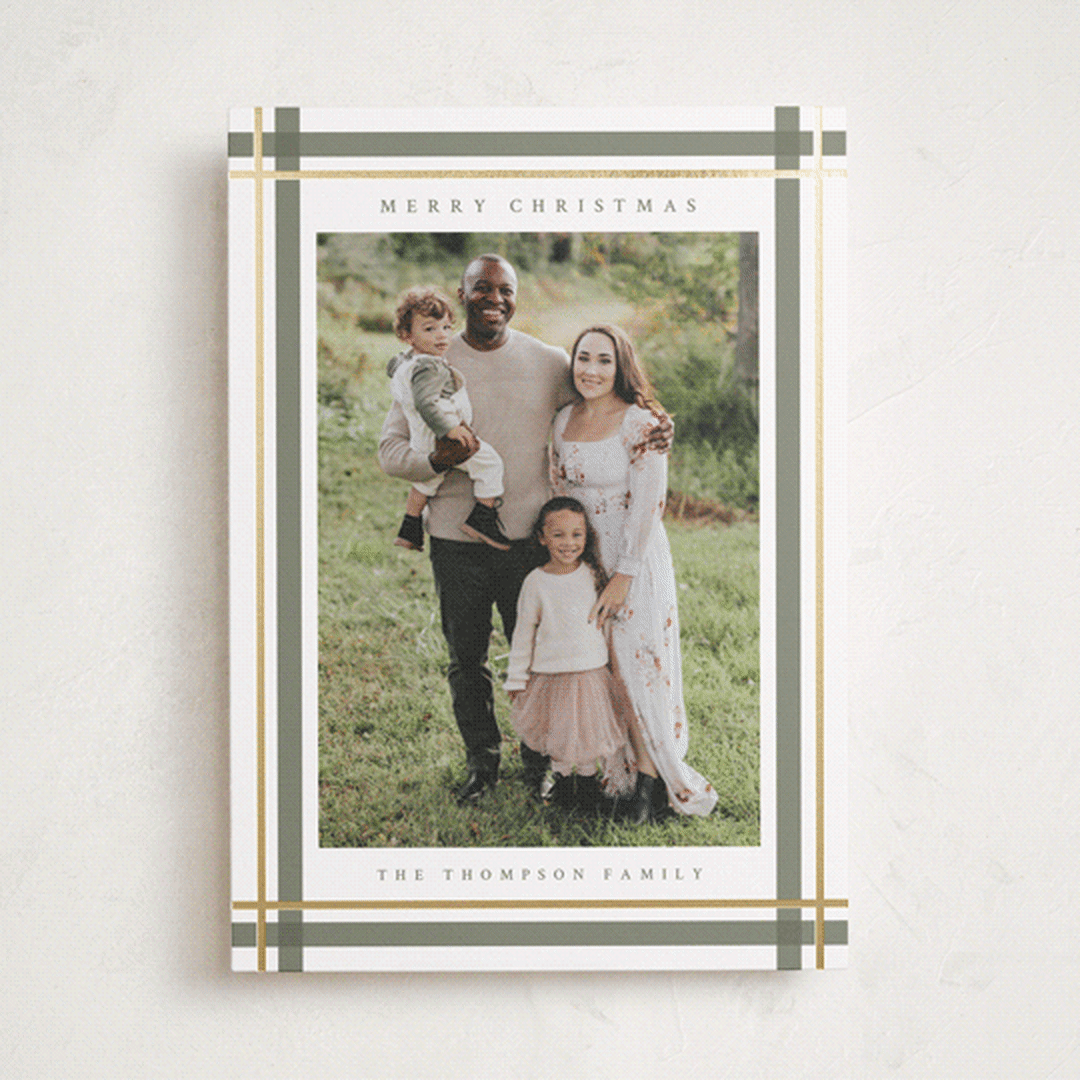 "Traditional Plaid" - Holiday Cards in Sage by Ashley Presutti Beasley - Front
