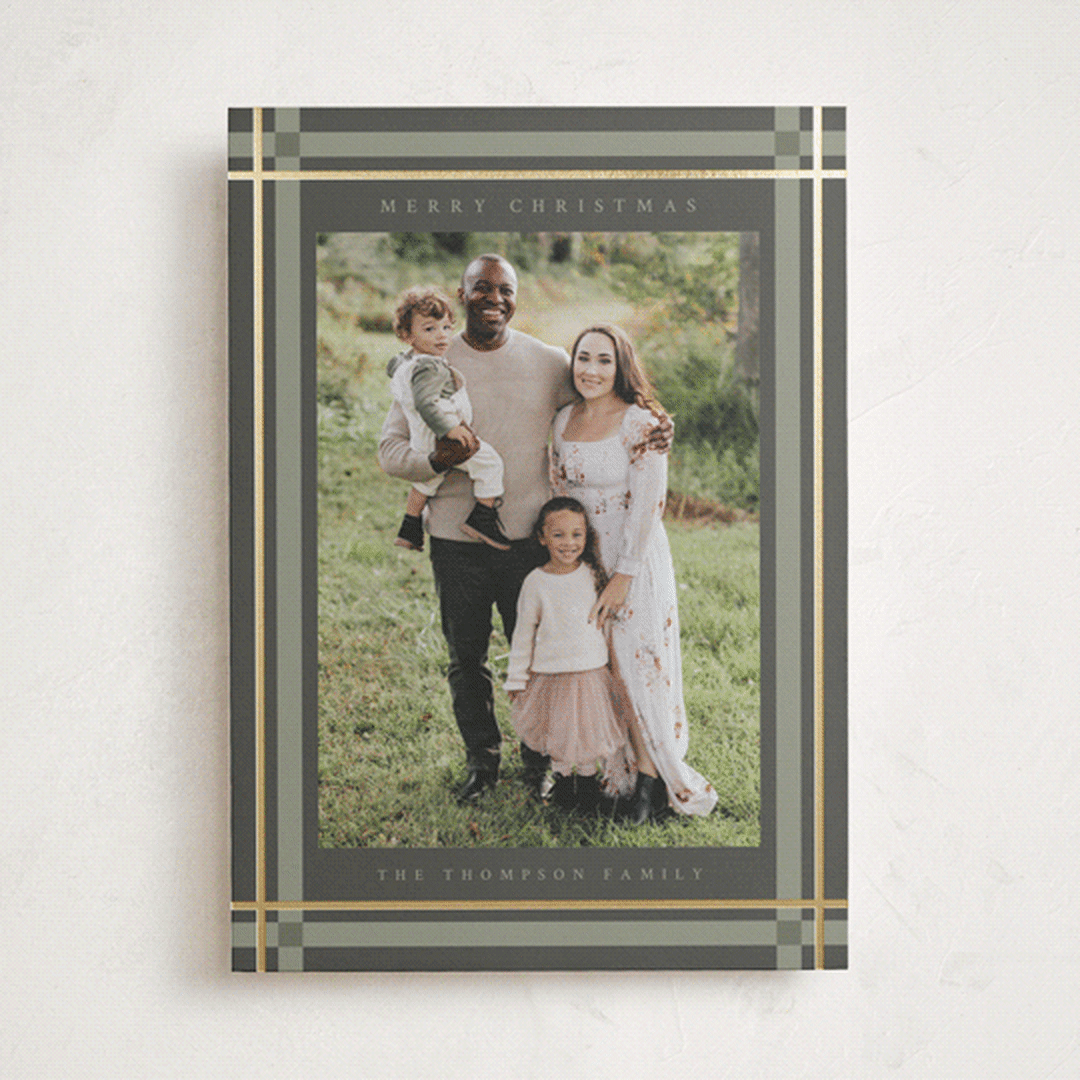 "Traditional Plaid" - Holiday Cards in Pine by Ashley Presutti Beasley - Front