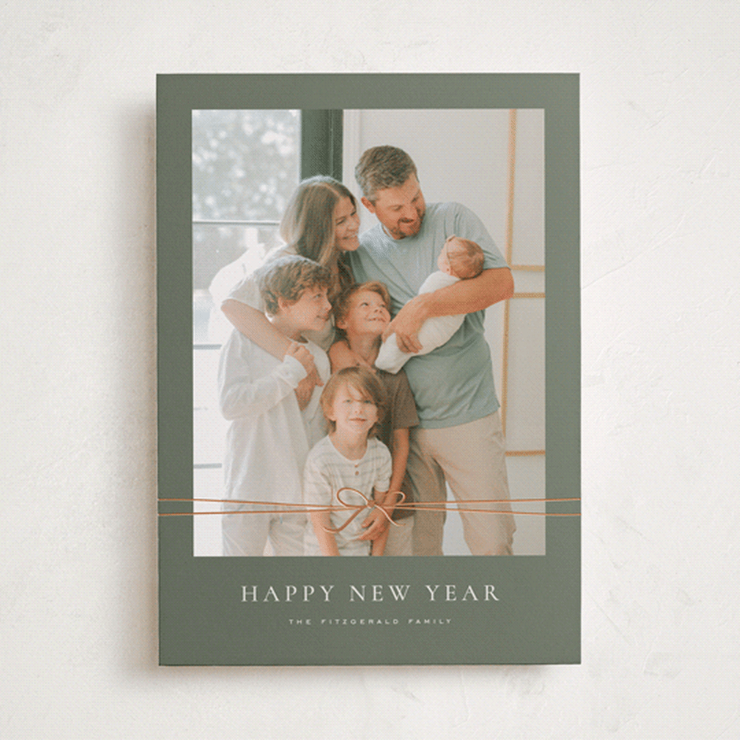 "Delicate Ribbon" - Holiday Cards in Balsam by Wildfield Paper Co - Front