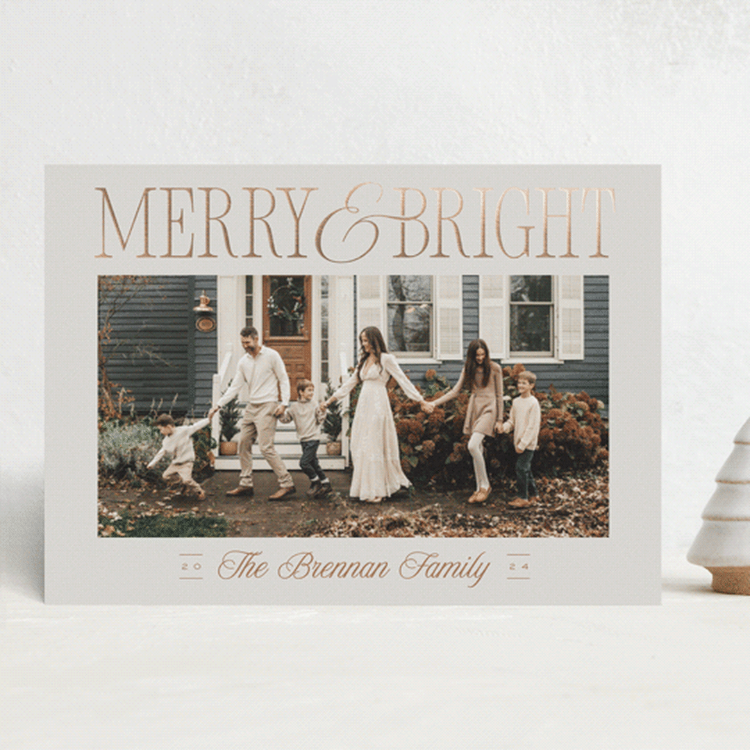 "Merry Headline" - Holiday Cards in Cinnamon by Leah Bisch - Front