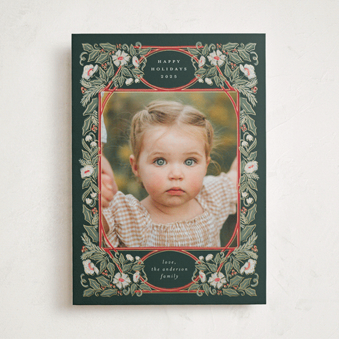 "Blooms and Berries" - Holiday Cards in Deepest Viridian by Simona Camp - Front