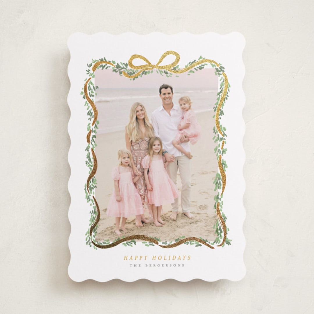 "Ribbonly Frame" - Holiday Cards in Butter by Itsy Belle Studio - Front