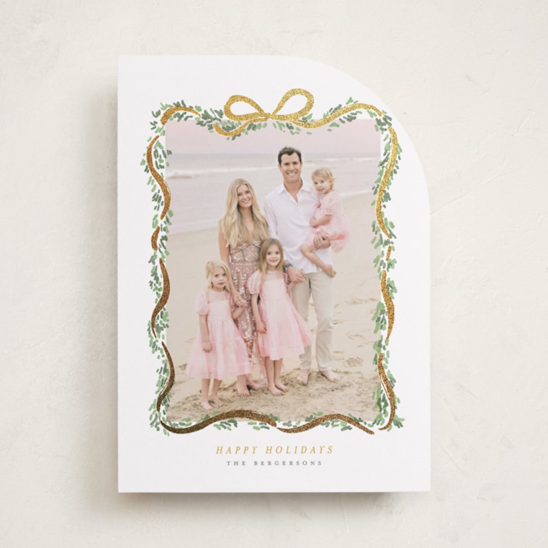 "Ribbonly Frame" - Holiday Cards in Butter by Itsy Belle Studio - Front