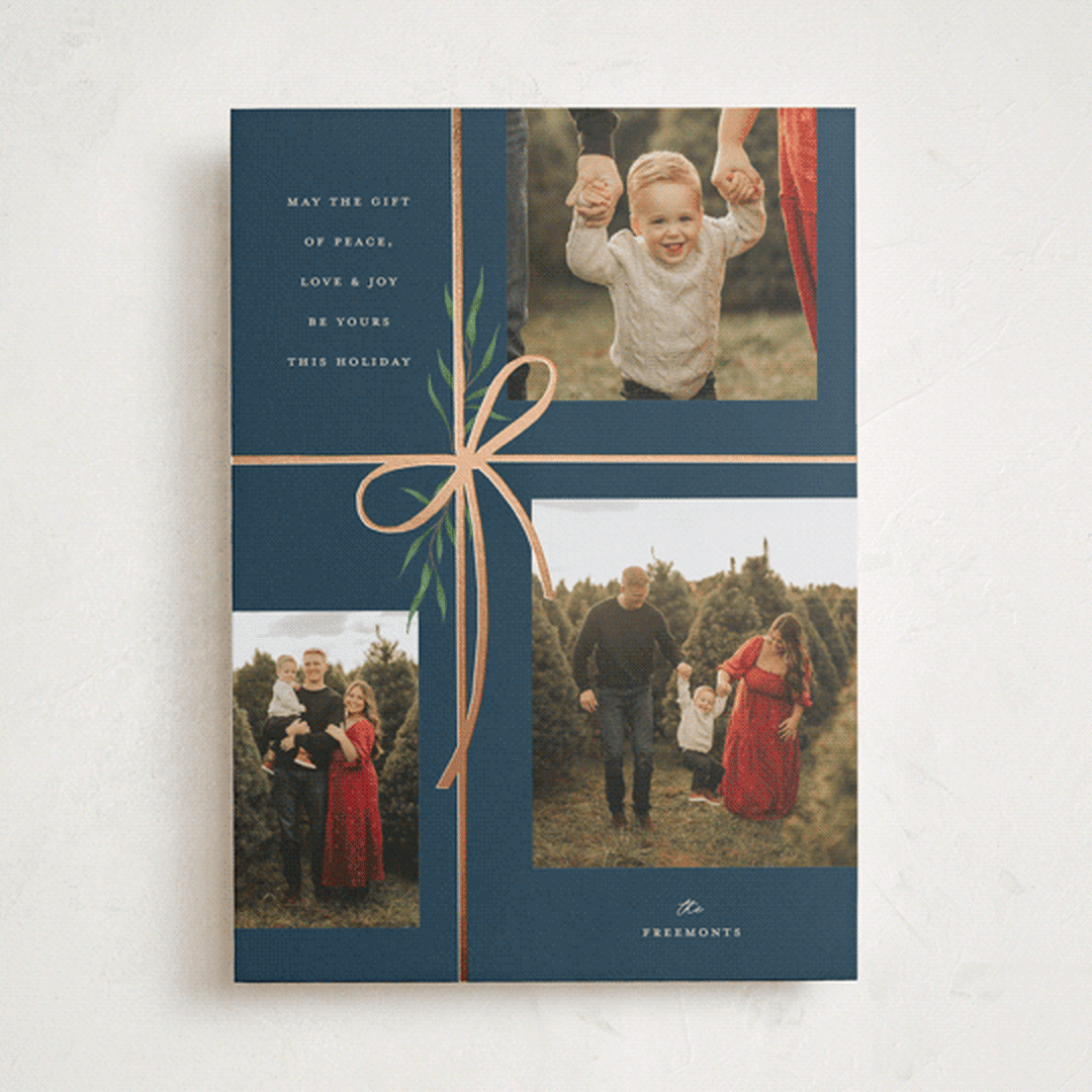 "Holiday gifts" - Holiday Cards in Navy by Susan Zinader - Front