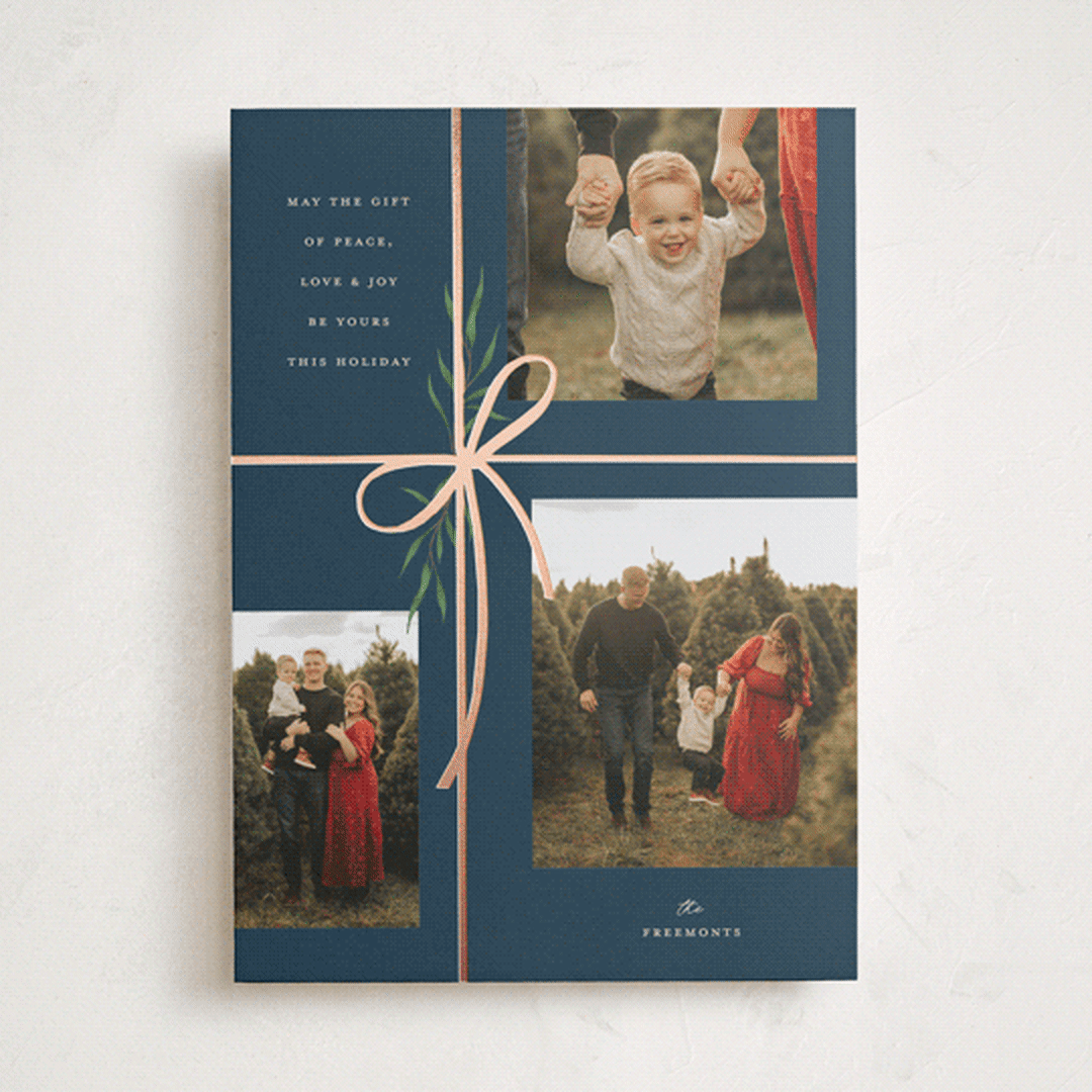 "Holiday gifts" - Holiday Cards in Navy by Susan Zinader - Front
