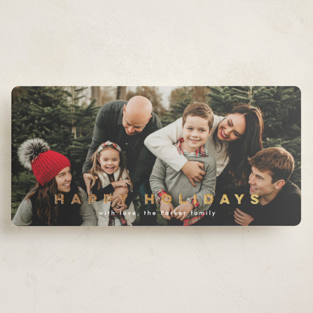 "Happy Together" - Foil-Pressed Tall Holiday Cards in Snow by Louise Kay - Front