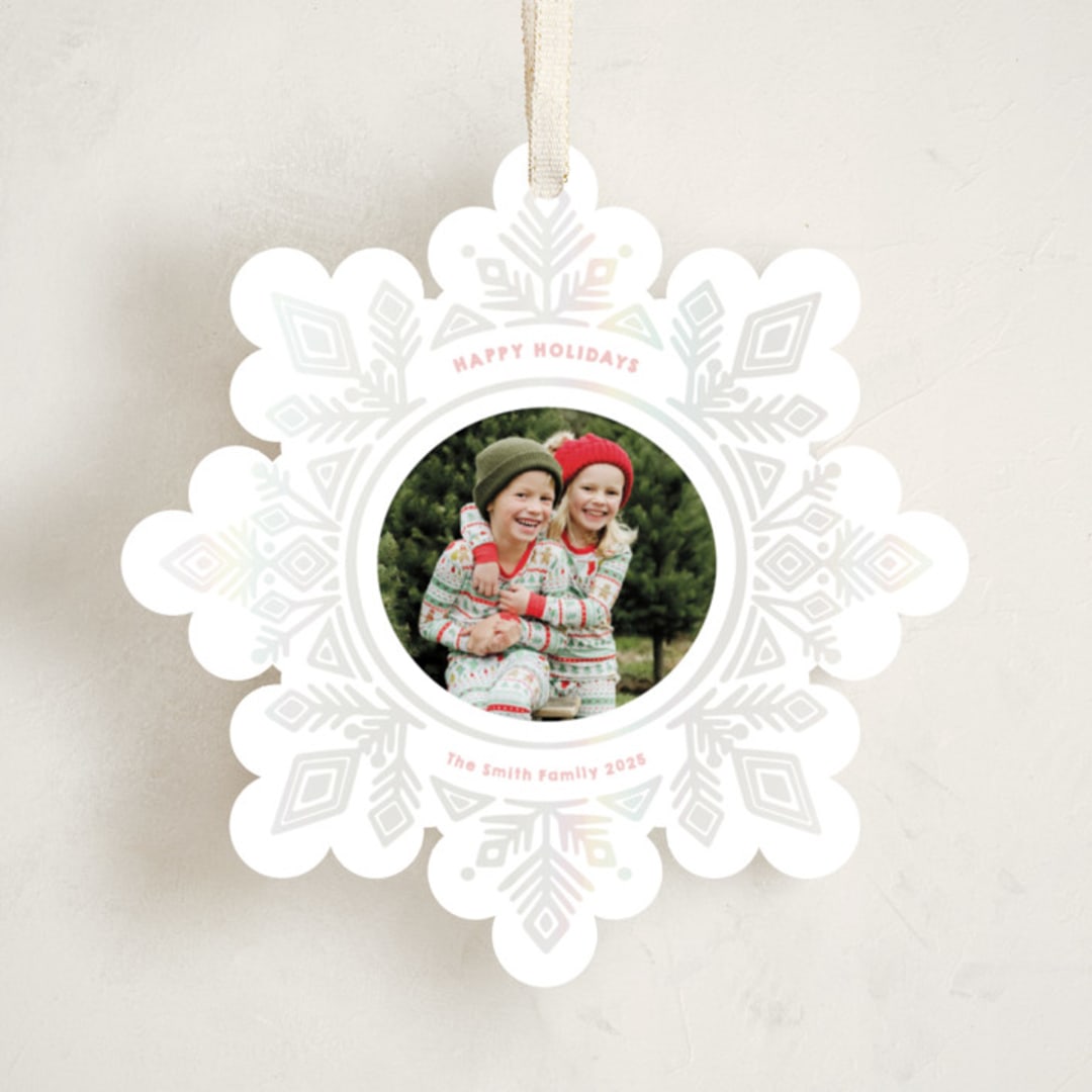 "Super Snowflake" - Holiday Ornament Cards in Blushing by Jessie Steury - Front
