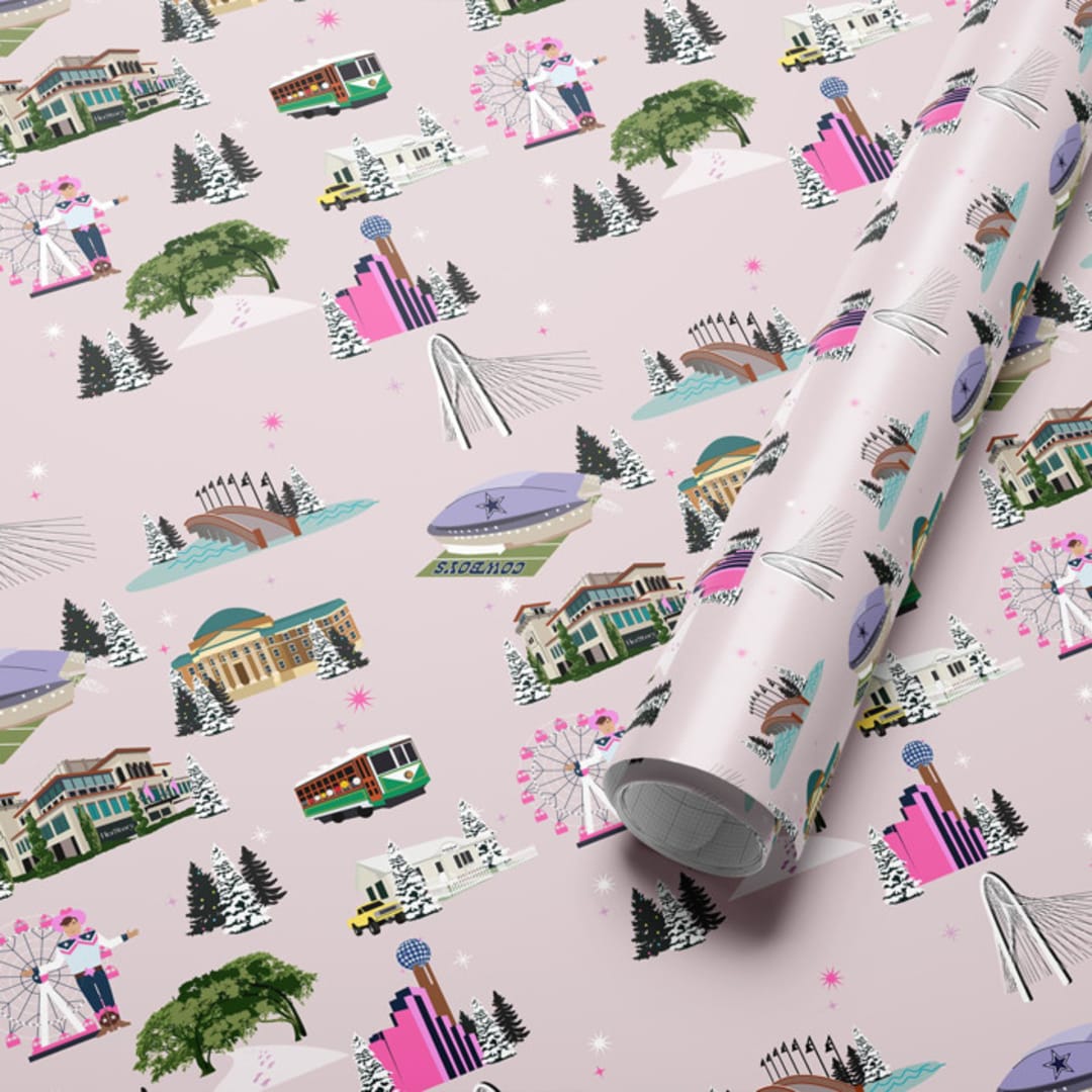 "Merry Christmas, Dallas! Wrapping paper" - Holiday Gift Wrap in beige by tara berg