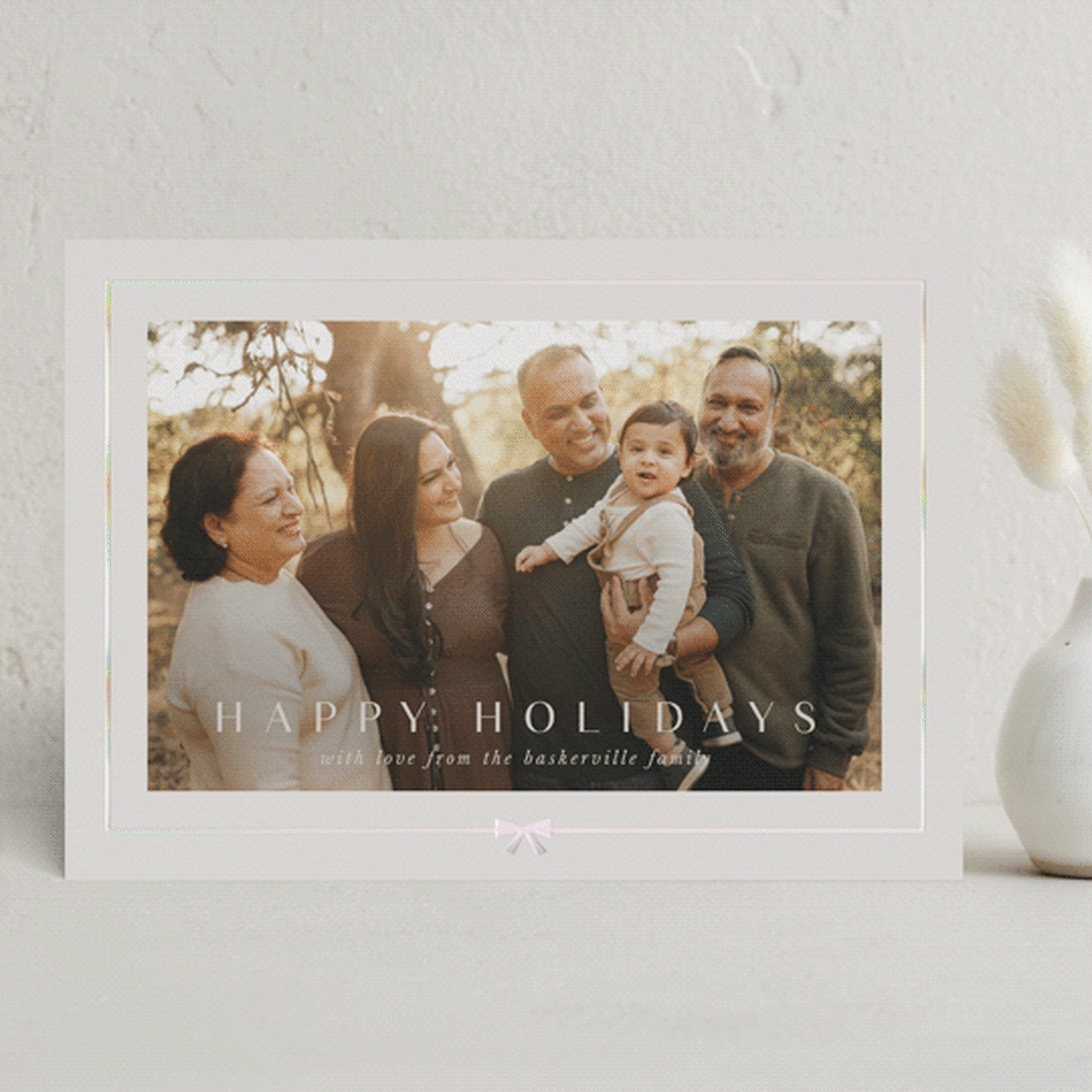 "Pretty Bow" - Holiday Cards in Cobblestone by Lori Wemple - Front