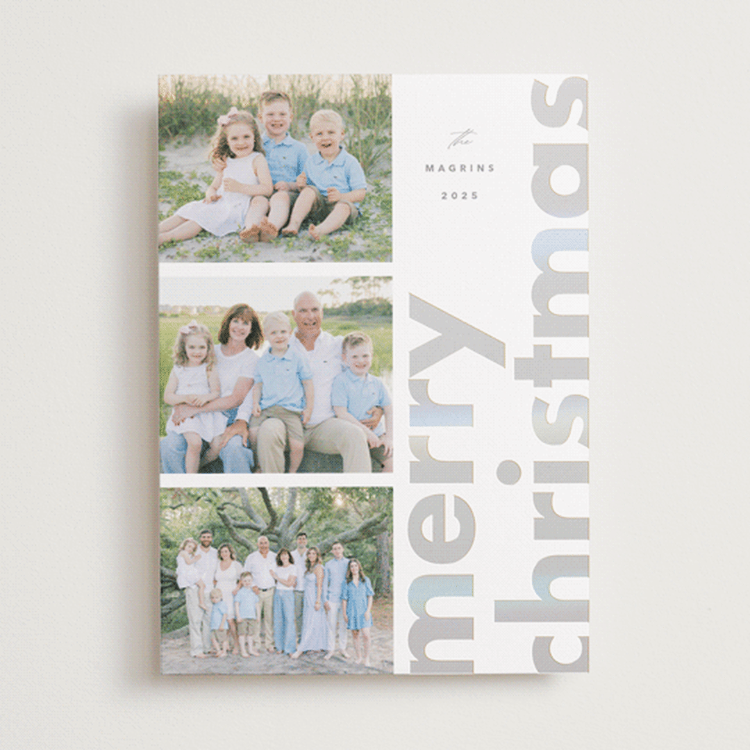 "Glossed Over" - Holiday Cards in Dove by Up Up Creative - Front