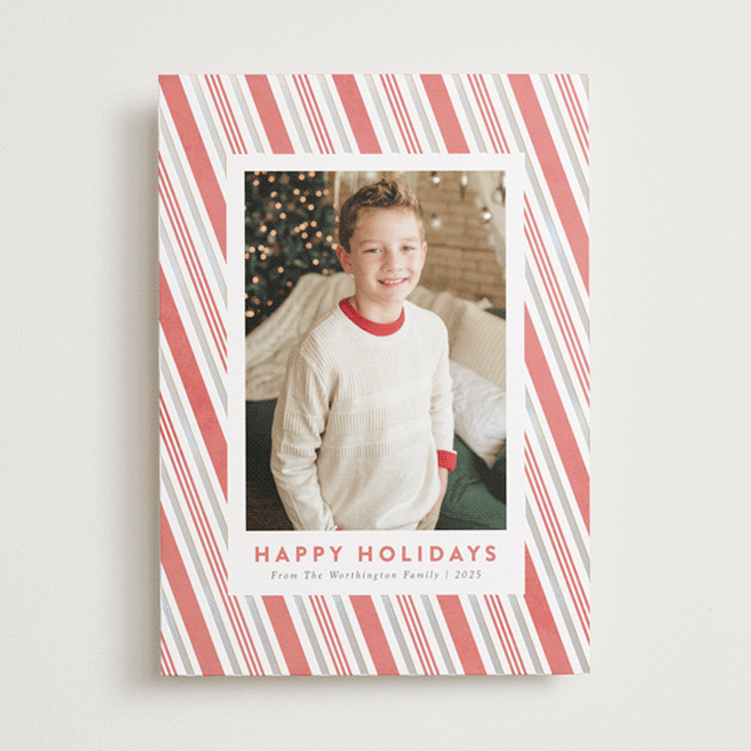 "Peppermint Stripe" - Holiday Cards in Peppermint Stick by Meggy Masters - Front