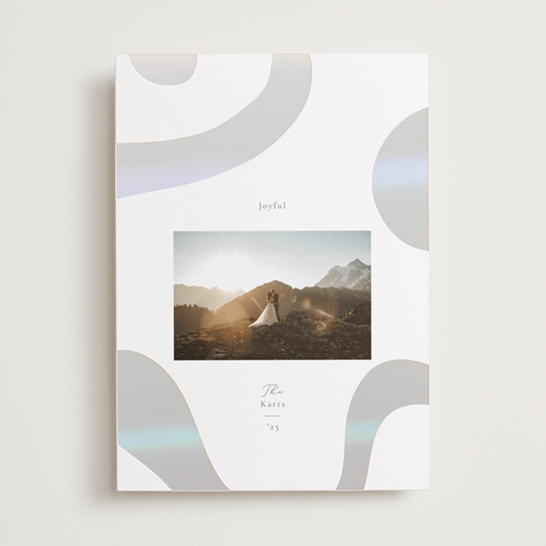 "Shimmer Geo" - Holiday Cards in Smokey Sage by Ana Sharpe - Front