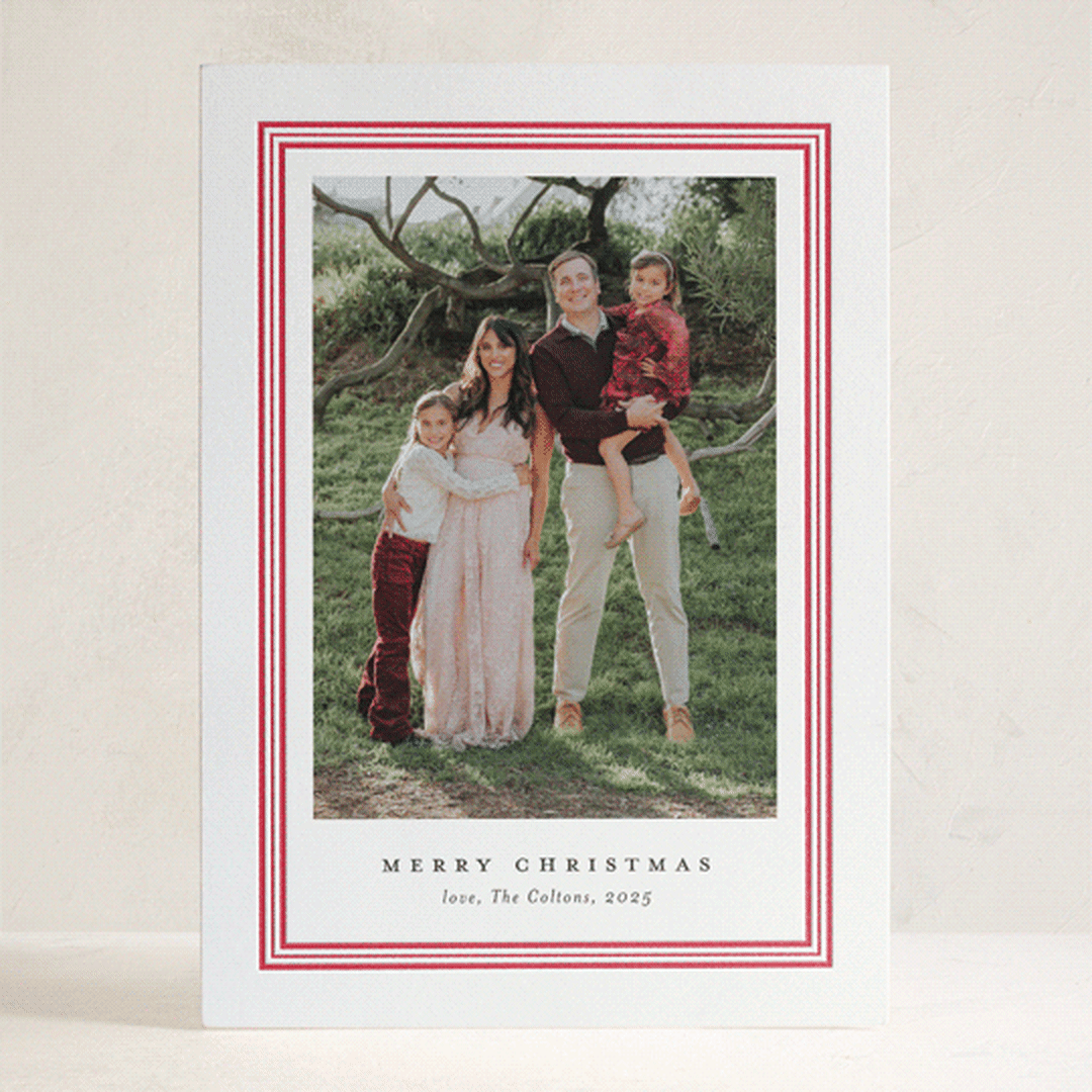 "Ever classic" - Letterpress Holiday Cards in Peppermint by Stacey Meacham - Front