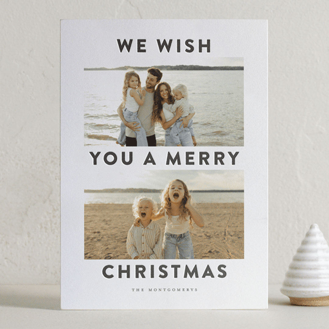 "Merry Days" - Letterpress Holiday Cards in Ash by Wildfield Paper Co - Front