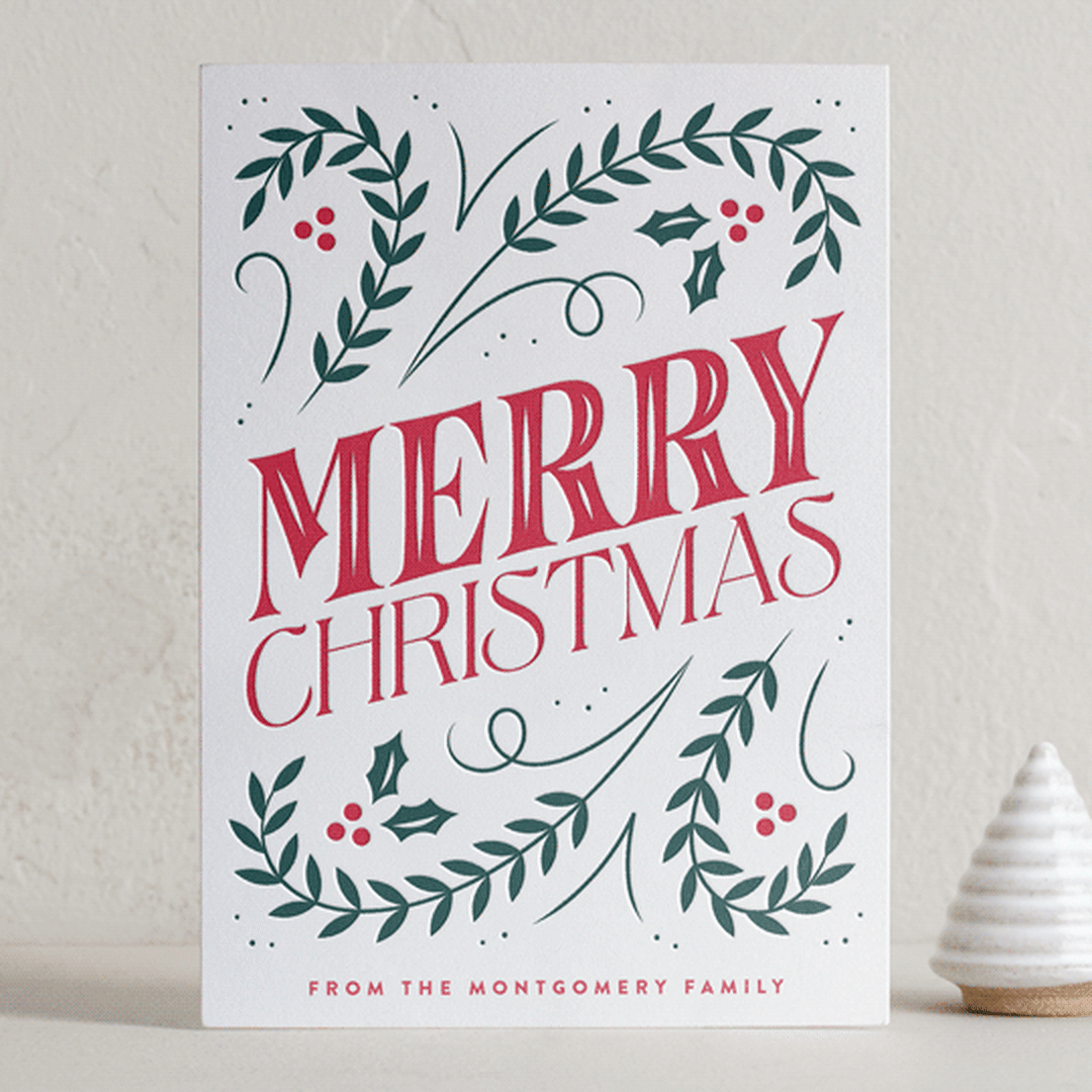 "christmas nostalgia" - Letterpress Holiday Cards in Crimson by Kacey Kendrick Wagner - Front
