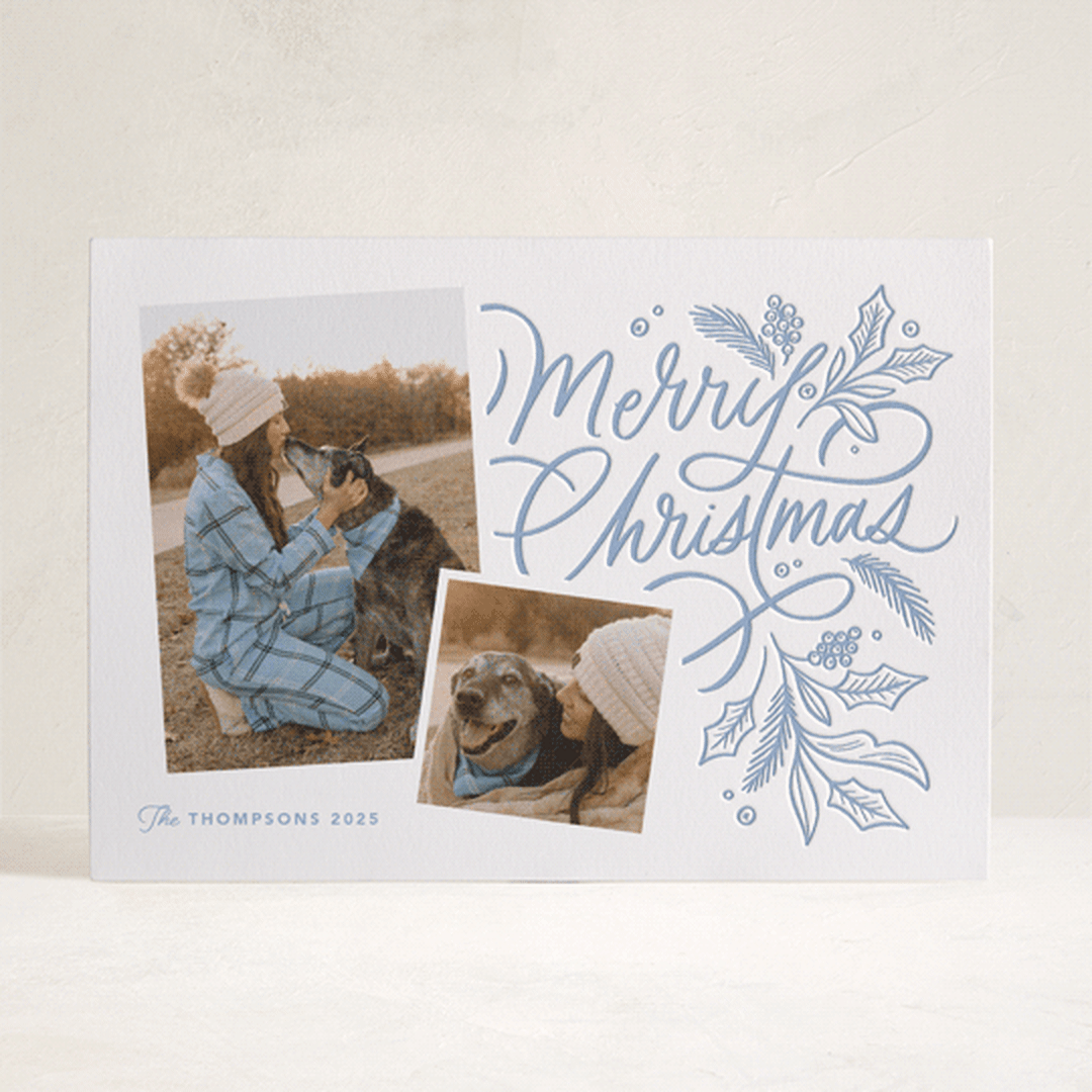 "Pressed Lettering" - Letterpress Holiday Cards in Frost by Kristen Smith - Front