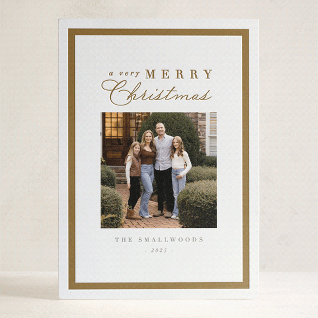 "Bound Merry" - Letterpress Holiday Cards in Butterscotch by Amy Kross - Front