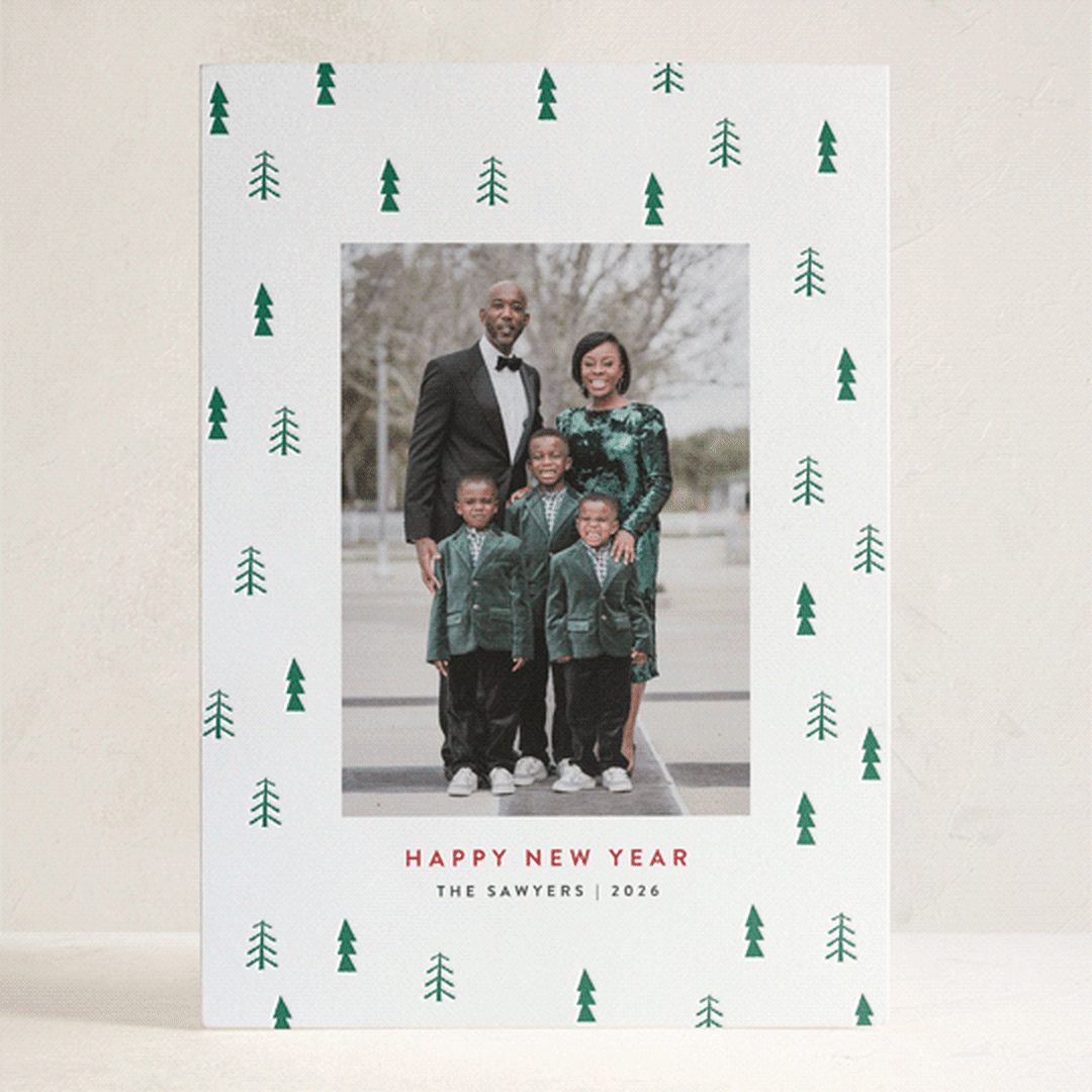 "Holiday Tree" - Letterpress Holiday Cards in Pine by Lisa Assenmacher - Front