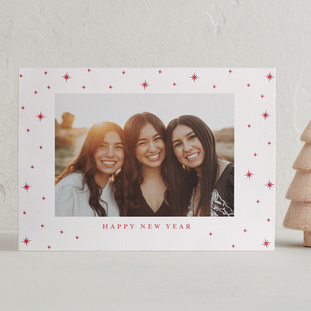 "Stars" - Letterpress Holiday Cards in Rosy Cheeks by Elly - Front