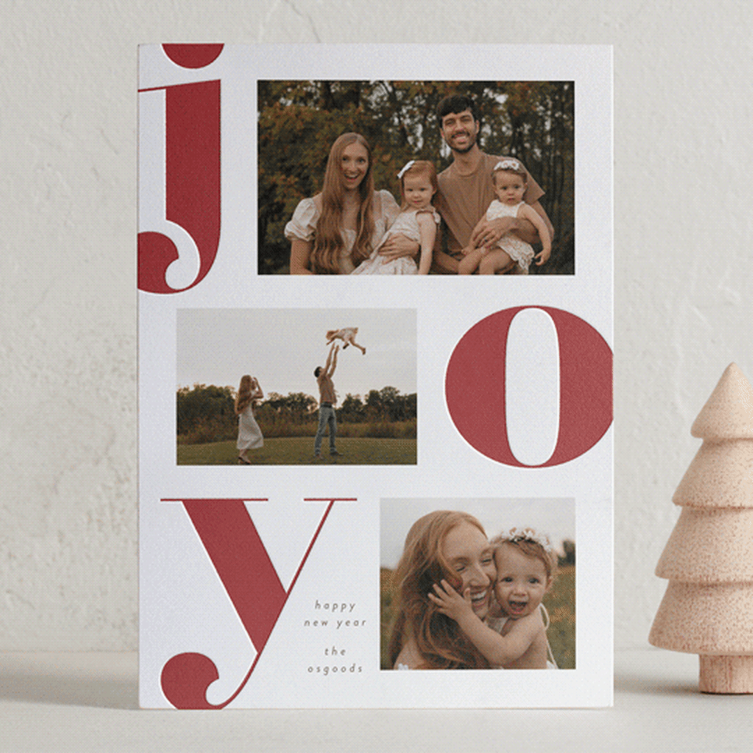 "Modern Joy" - Letterpress Holiday Cards in Rust by Susan Asbill - Front