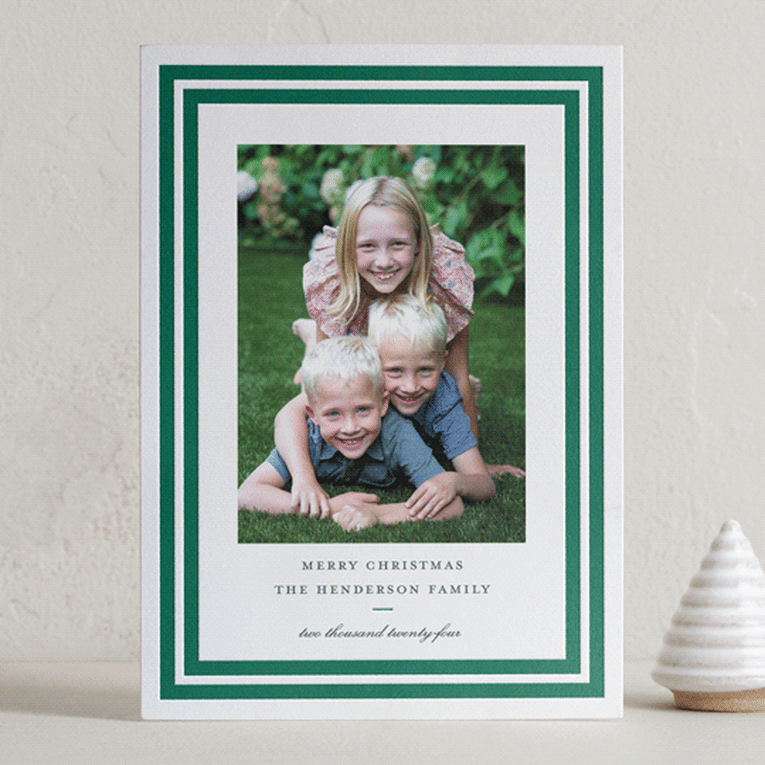 "Roma" - Letterpress Holiday Cards in Evergreen by Megan Davis - Front