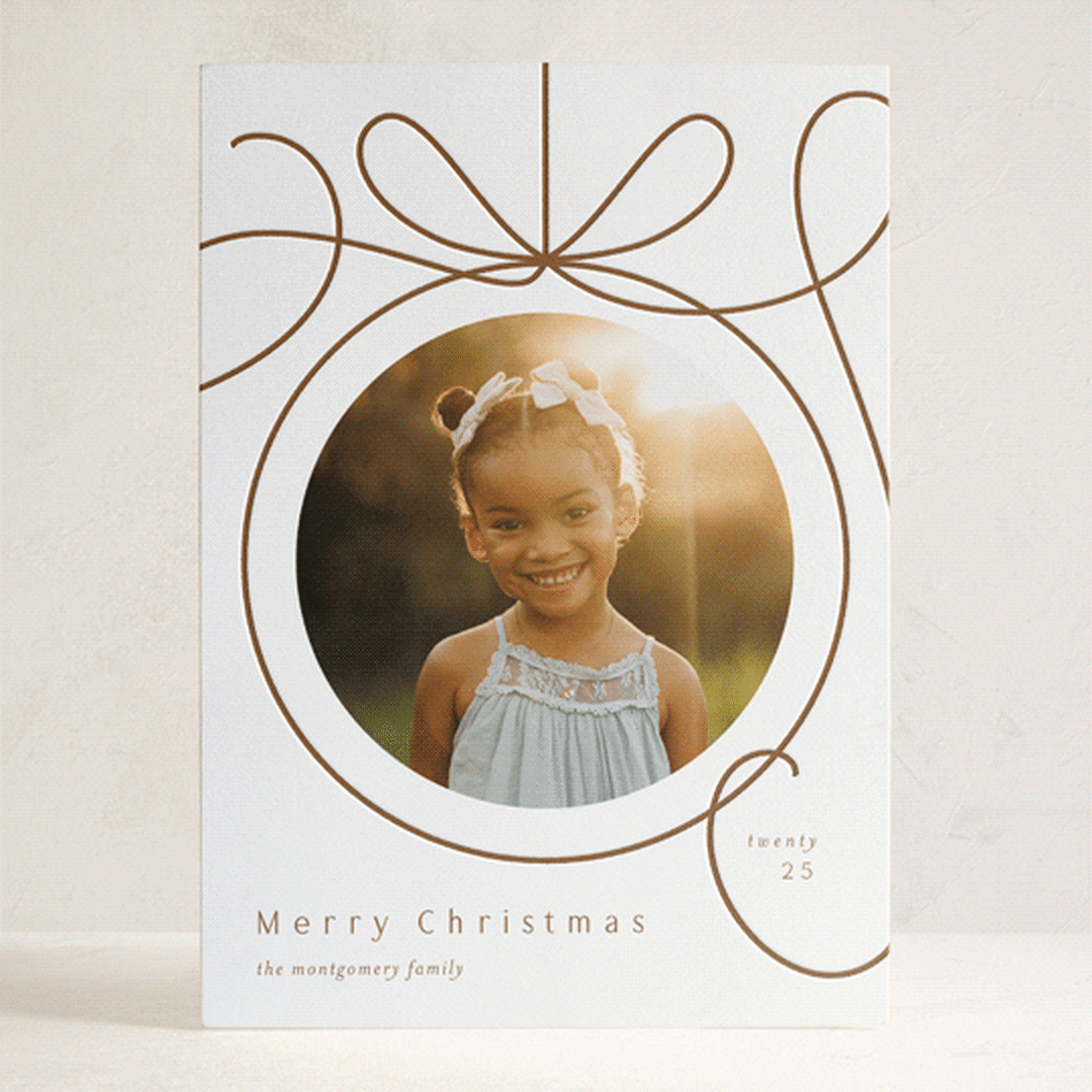 "Ornament Frame" - Letterpress Holiday Cards in Champagne by Erin German - Front