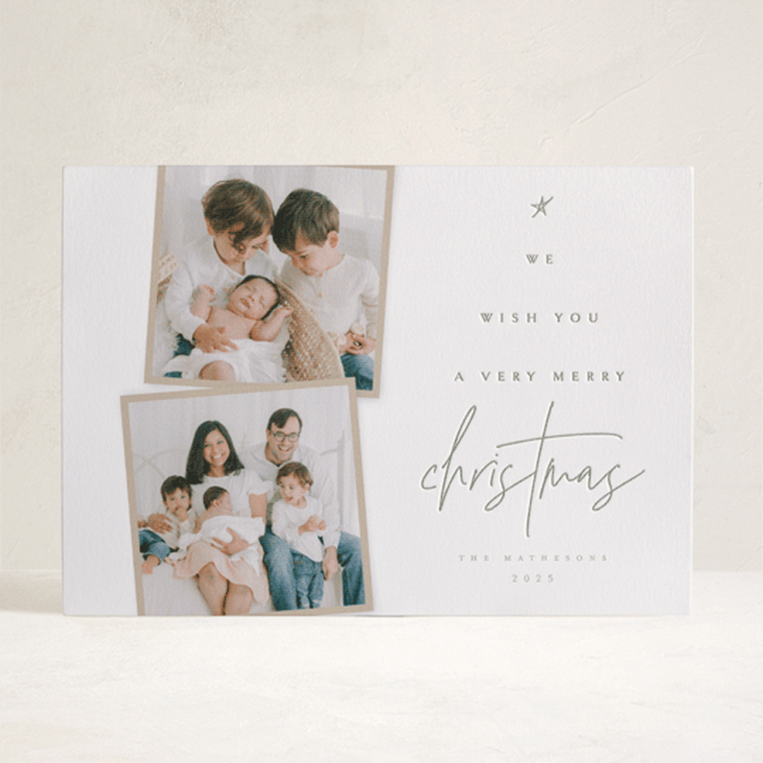 "Very Merry" - Letterpress Holiday Cards in Pine by Kelly Schmidt - Front