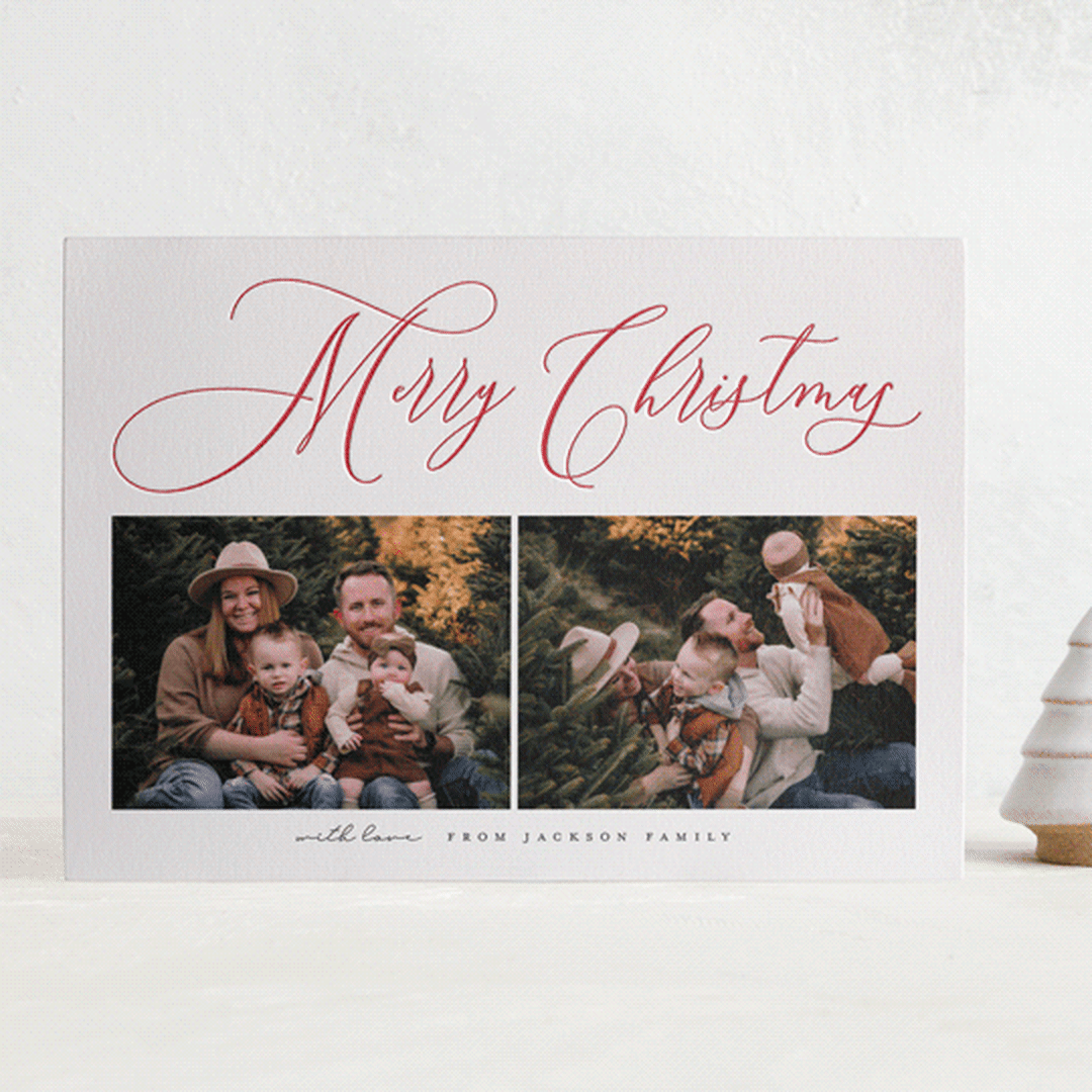 "Simply Elegant" - Letterpress Holiday Cards in Crimson by Vera Lim - Front