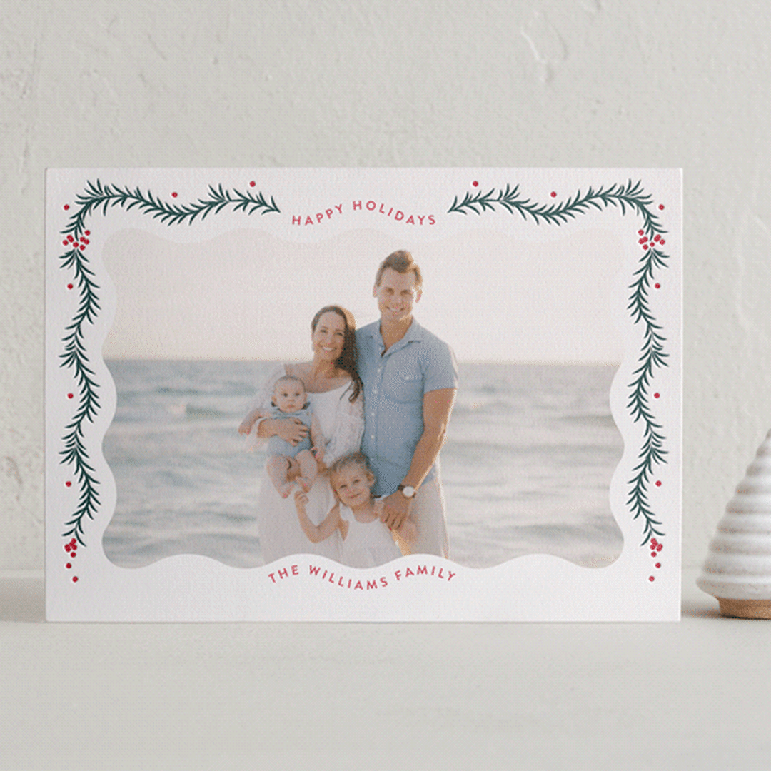 "Pine Garland" - Letterpress Holiday Cards in Pine by Robert and Stella - Front