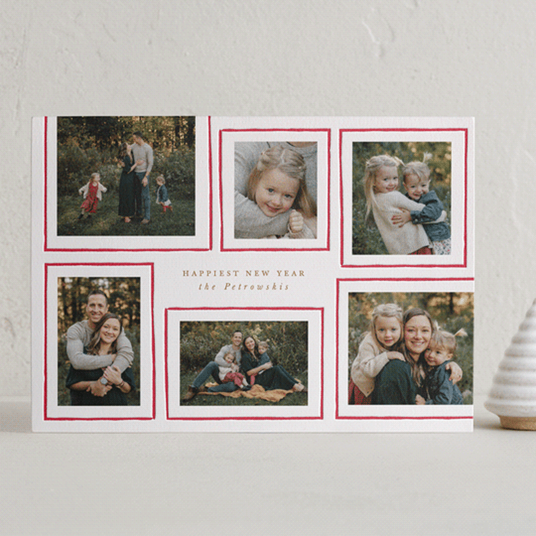 "Merry Frames" - Letterpress Holiday Cards in Candy Cane by Corinne Malesic - Front