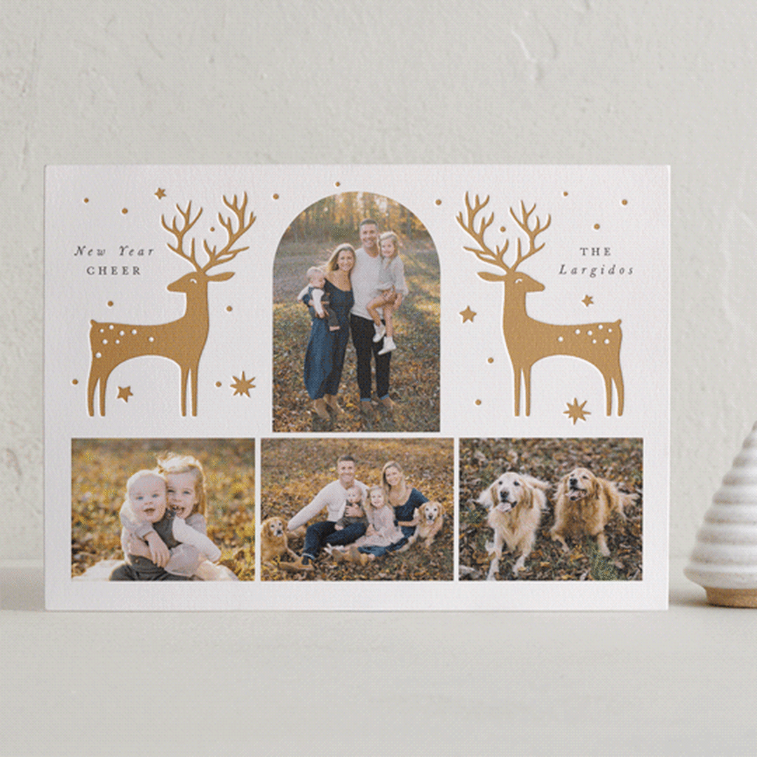 "Magical Reindeer" - Letterpress Holiday Cards in Gingerbread by Corinne Malesic - Front