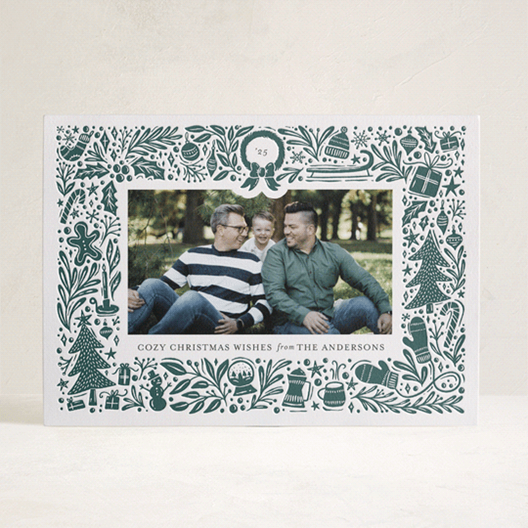 "cozy christmas" - Letterpress Holiday Cards in Fern by Kristen Knechtel - Front
