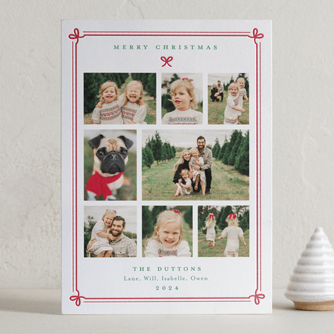 "Christmas Gifts" - Letterpress Holiday Cards in Red Ribbon by Alston Foster - Front