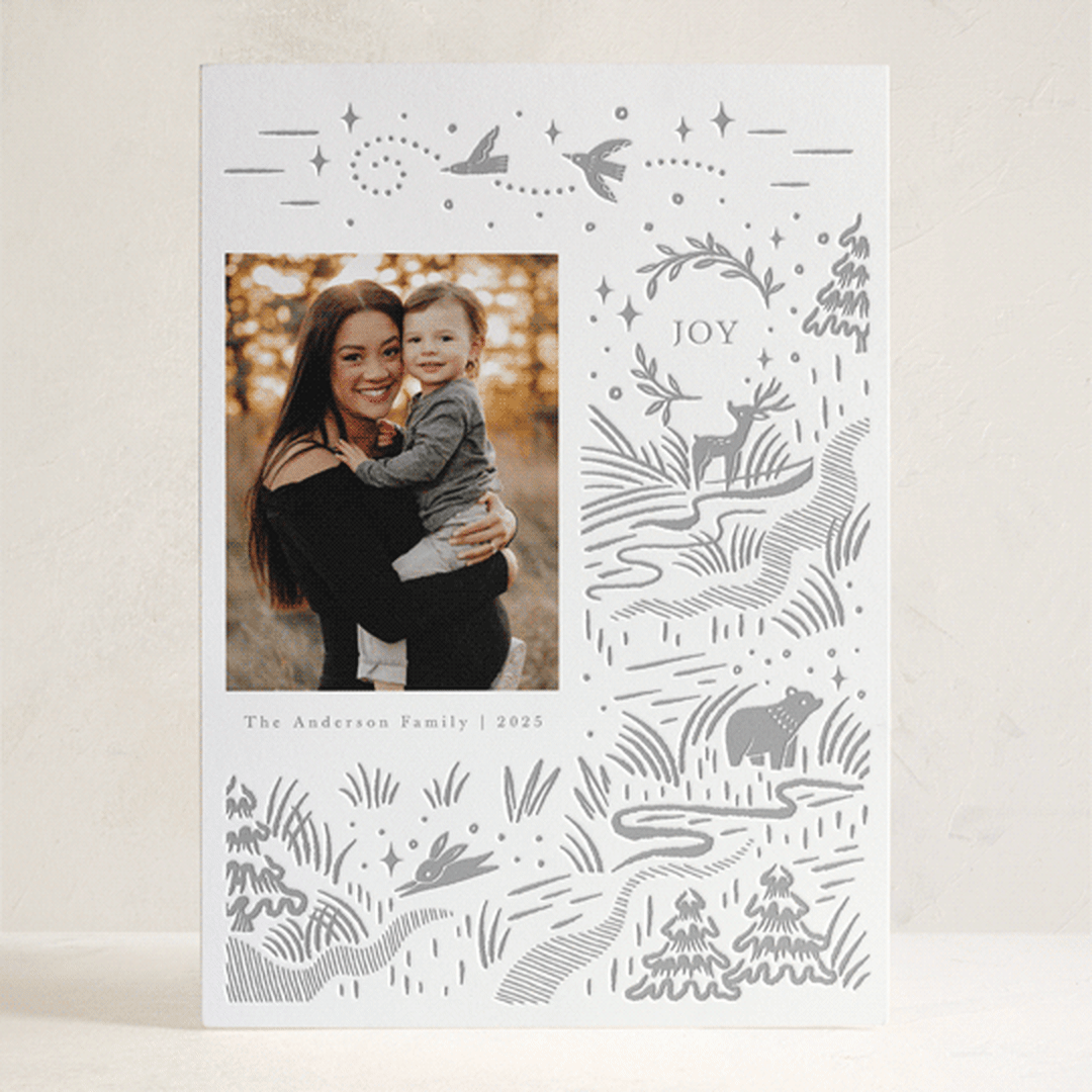 "Woodland Christmas" - Letterpress Holiday Cards in Winter by Vivian Yiwing - Front