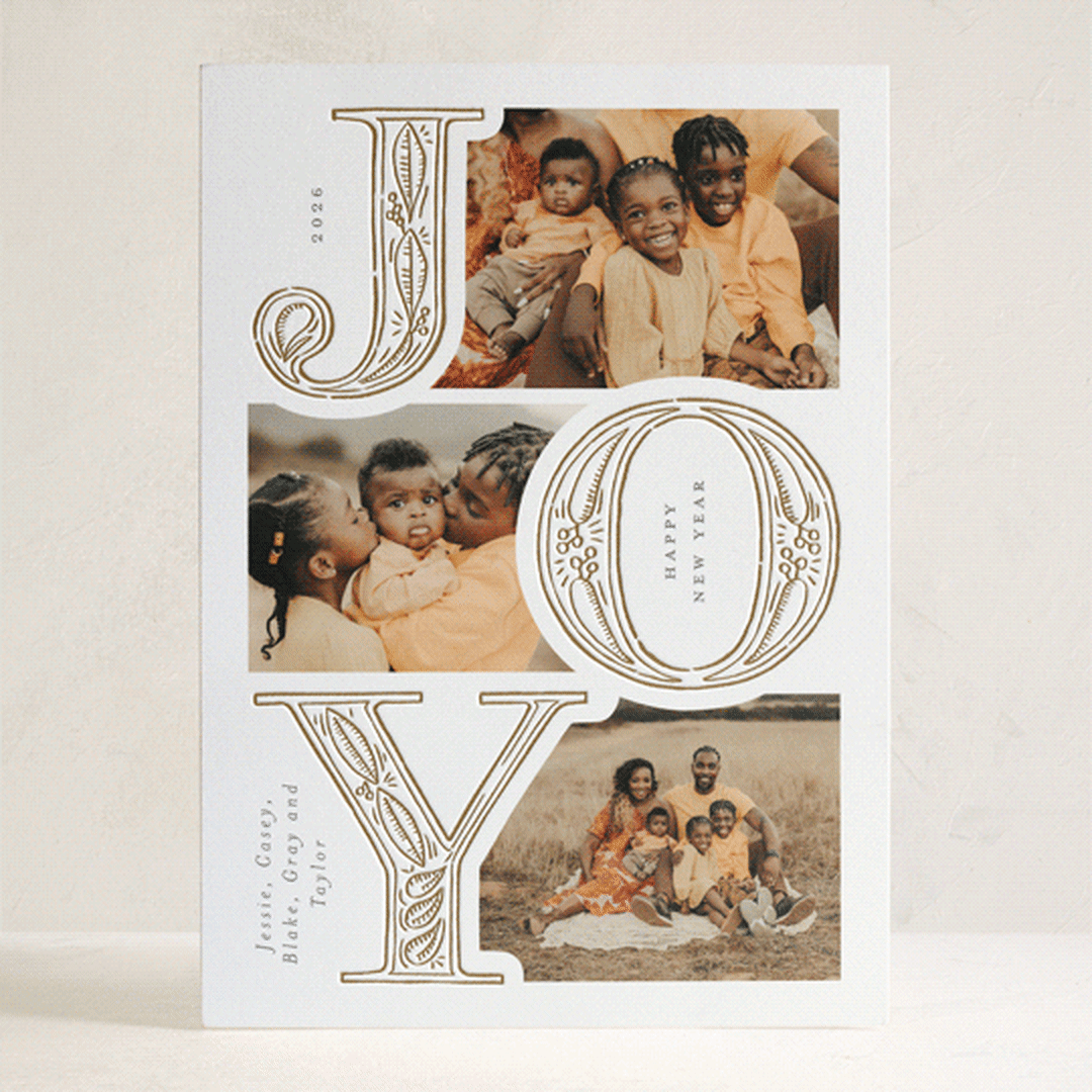 "Etched joy" - Letterpress Holiday Cards in Glow by Leia Matt - Front