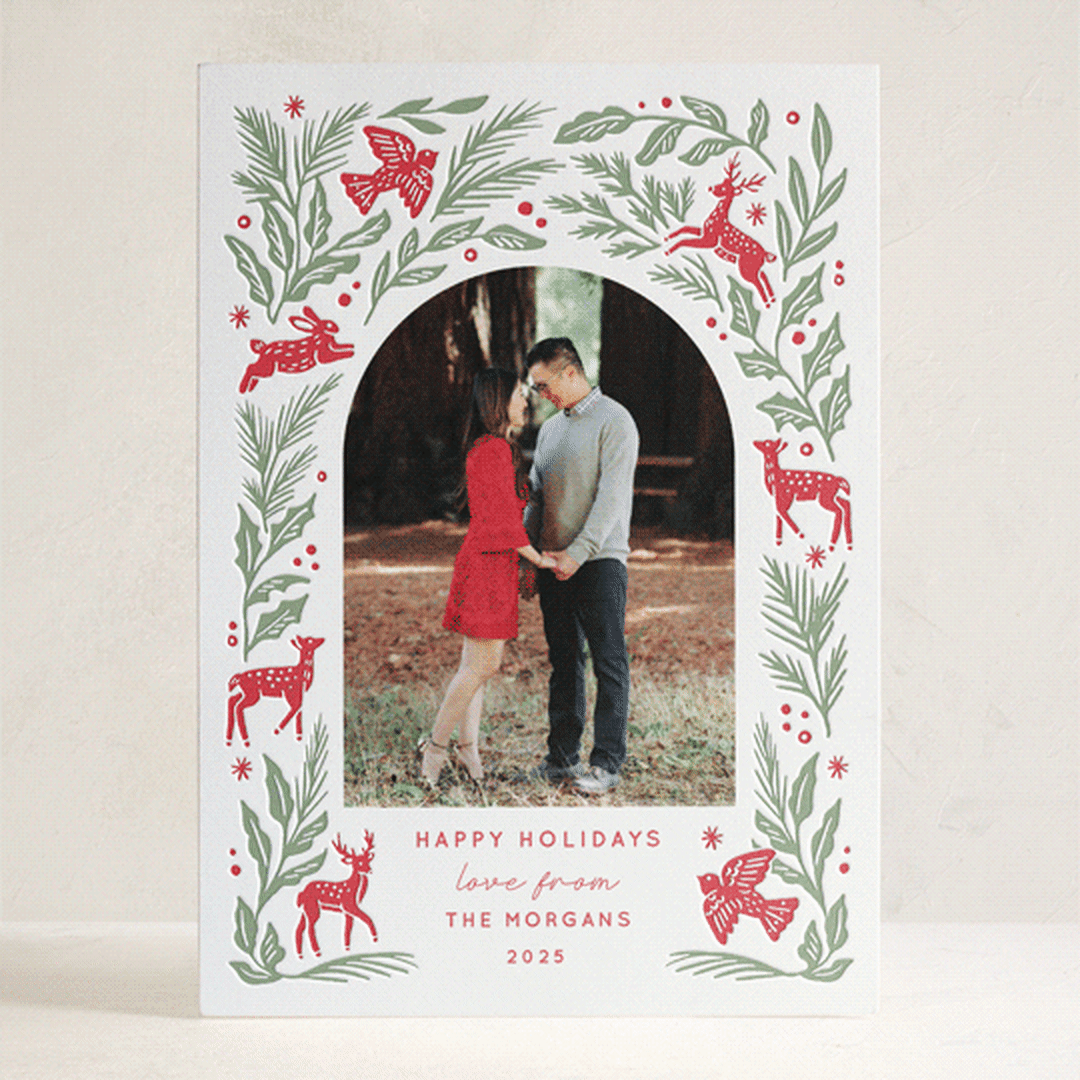 "Winter Woodland" - Letterpress Holiday Cards in Holly by Elly - Front