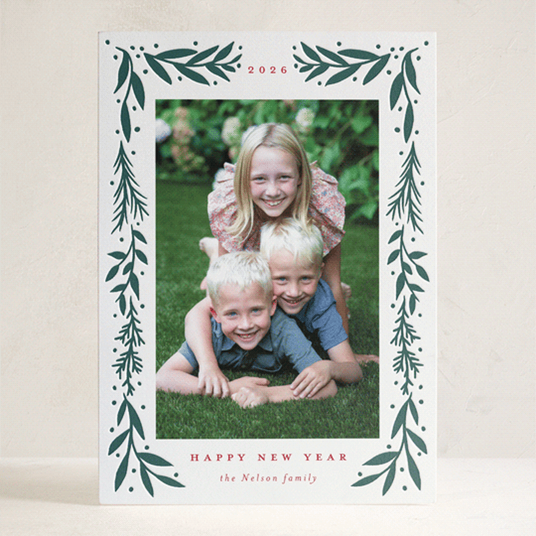 "Folk Frame" - Letterpress Holiday Cards in Pine by Petra Kern - Front