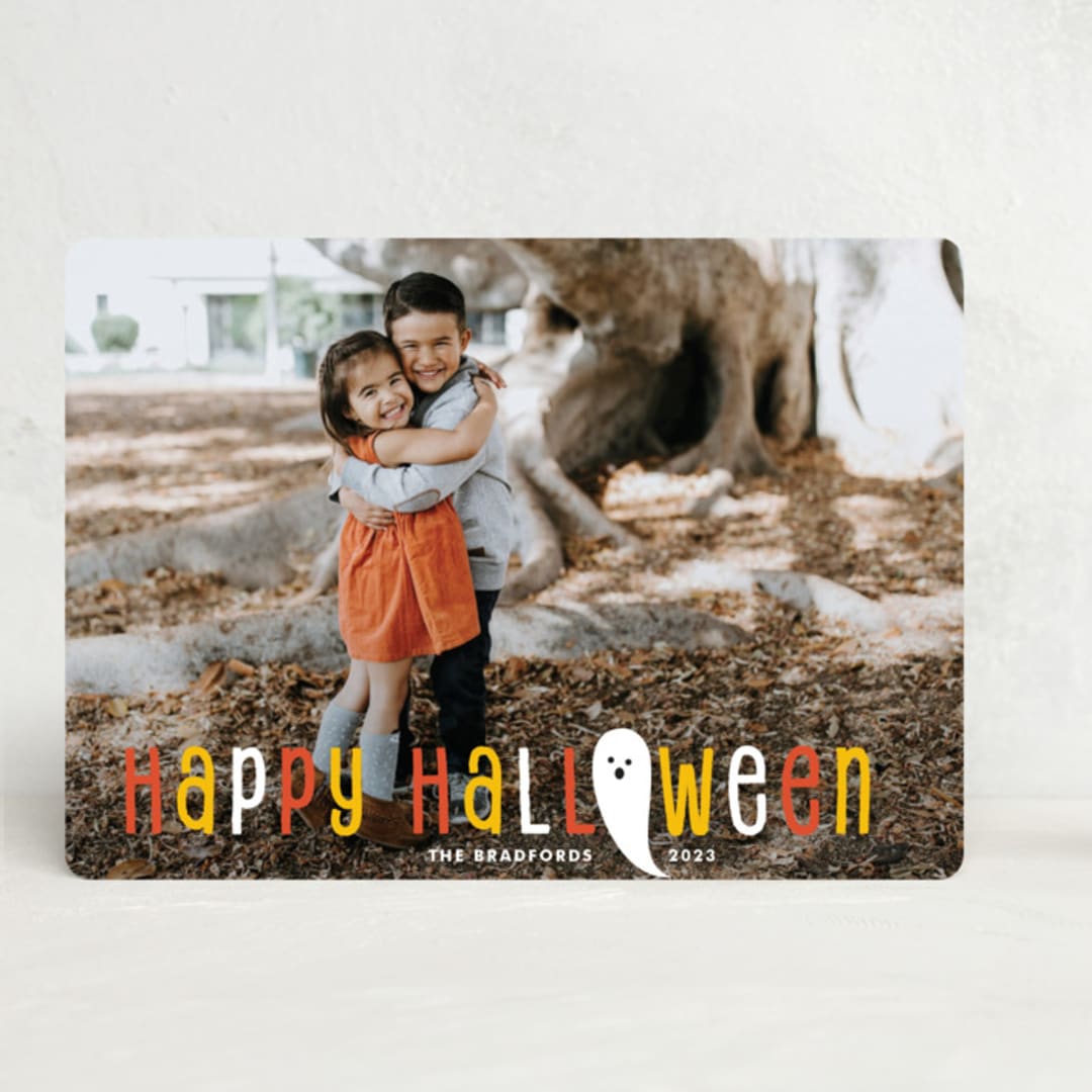 "Halloween Ghost" - Halloween Cards in Candy Corn by Shirley Lin Schneider - Front