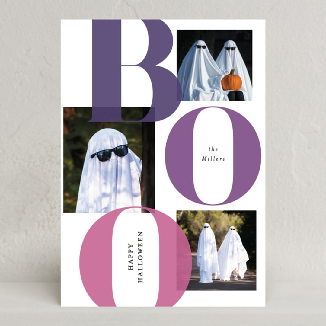 "Bold Boo" - Halloween Cards in Plum by Itsy Belle Studio - Front