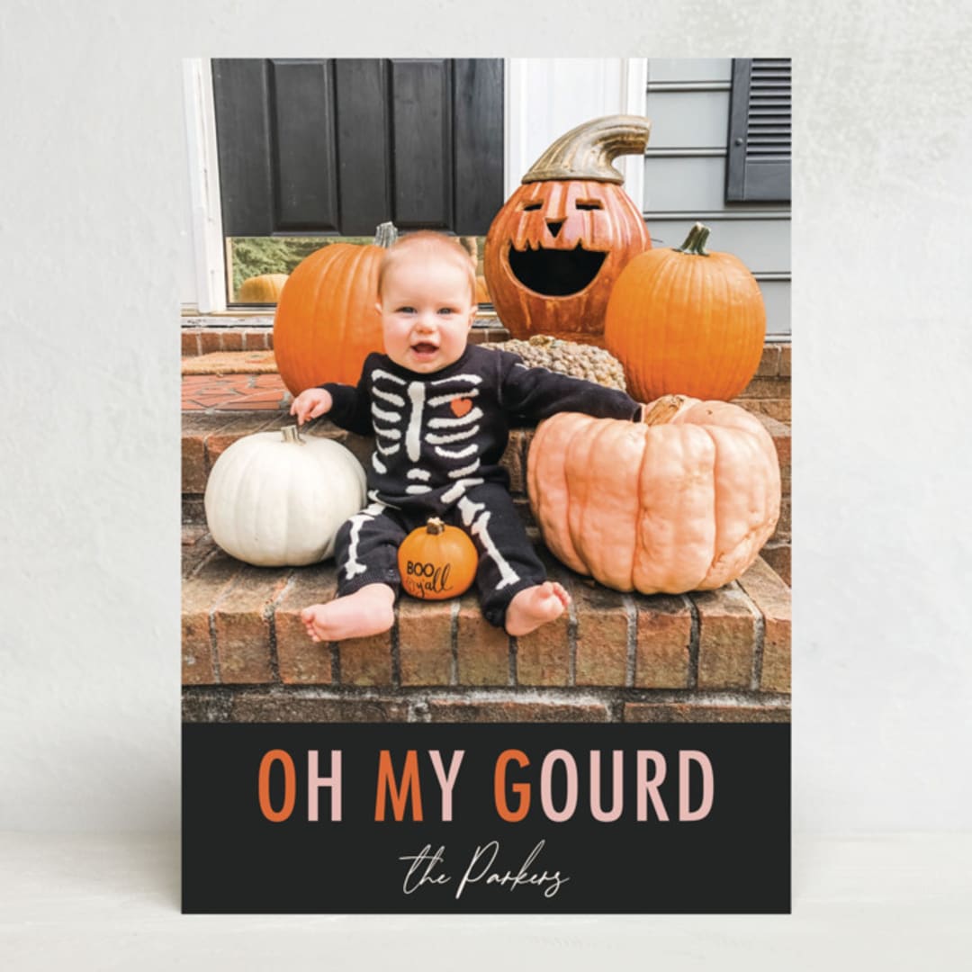 "Oh My Gourd" - Halloween Cards in Pumpkin by Dawn Pope - Front