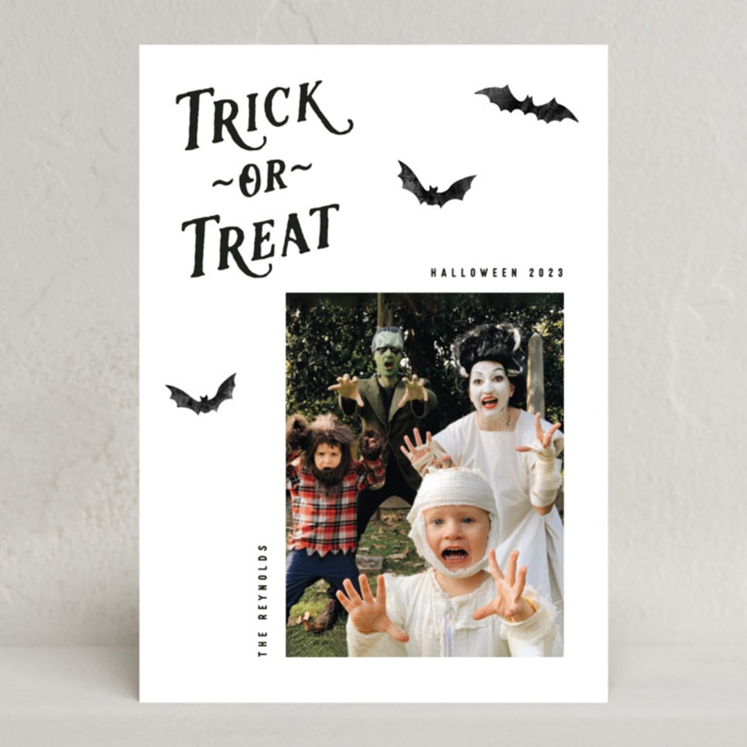 "Trick-or-Treat" - Halloween Cards in Onyx by Hooray Creative - Front