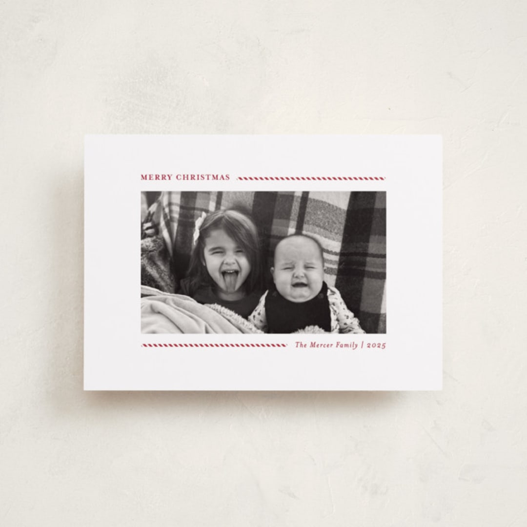 "Candy Cane Lines" - Holiday Cards in Candy Cane by Allison Orszak - Front