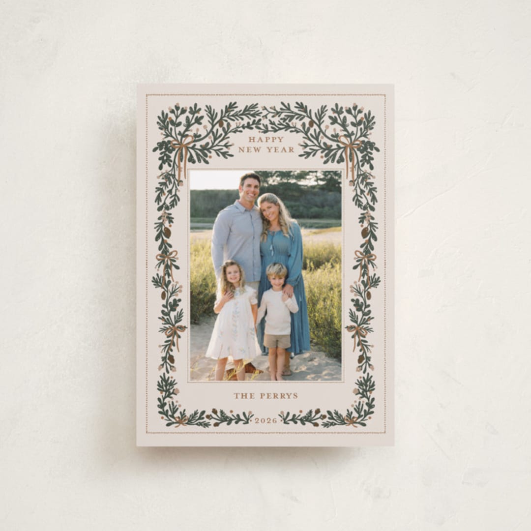 "Merriest Botanicals" - Holiday Cards in Champagne by Angel Walker - Front