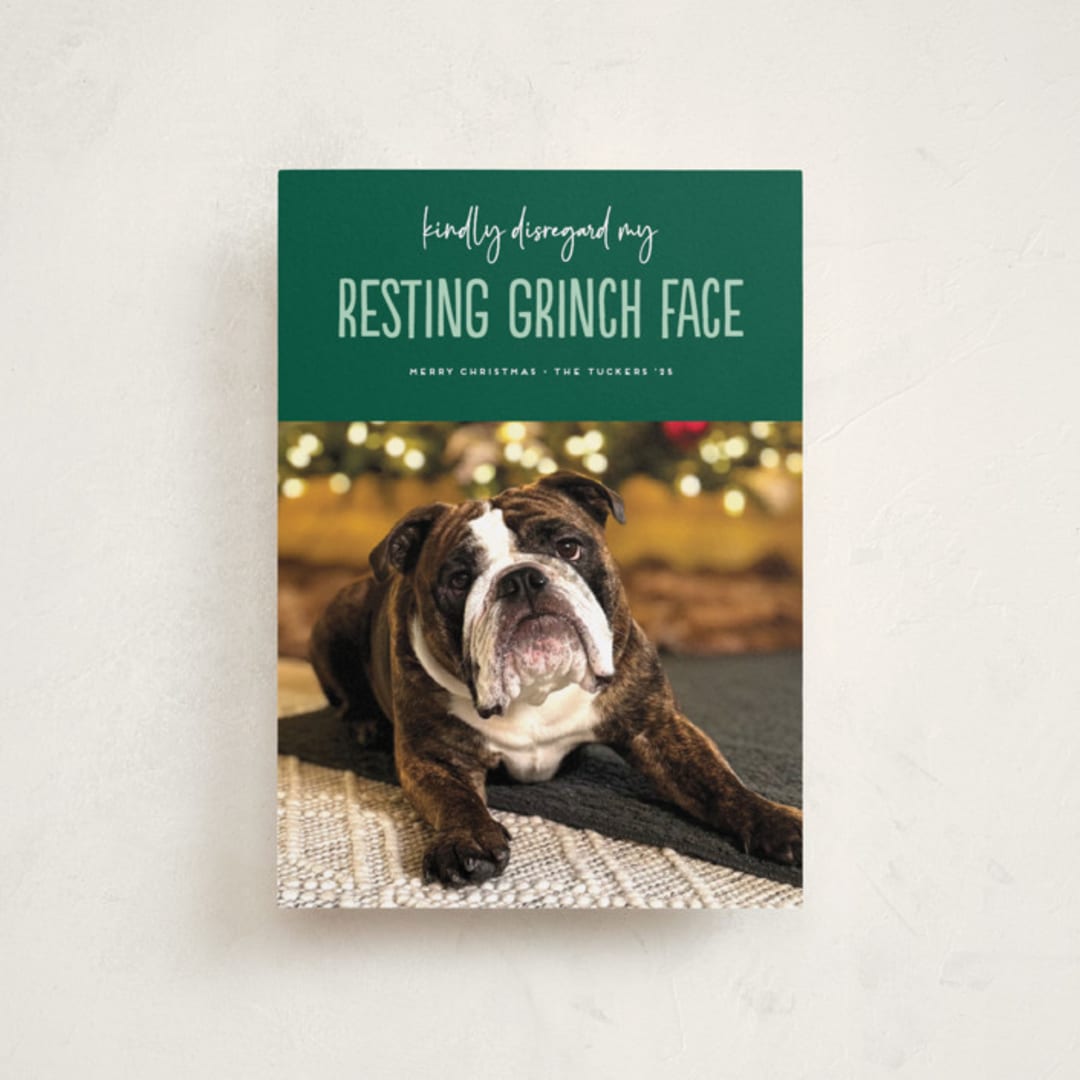 "Grinch Face" - Holiday Cards in Noble Fir by Erica Krystek - Front