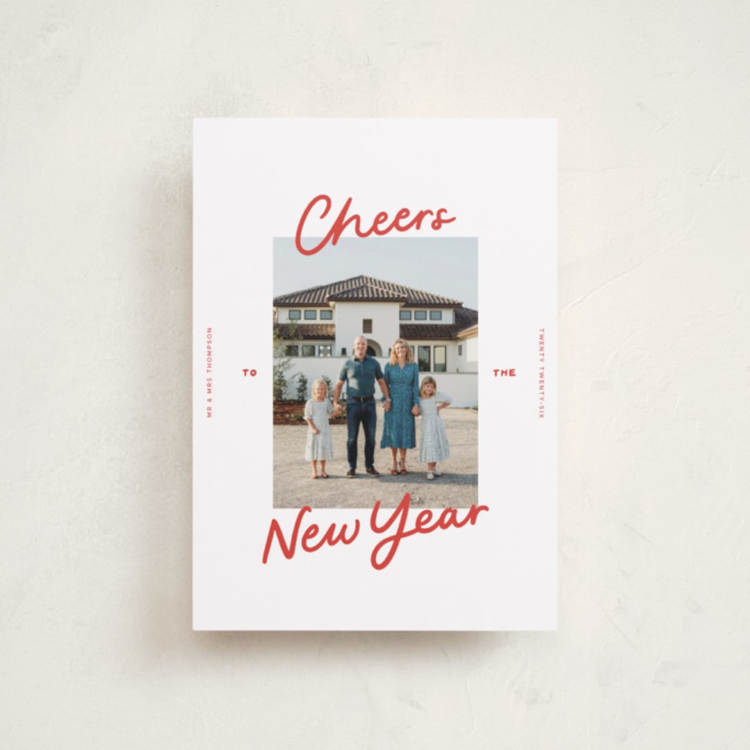 "A Simple Cheers" - Holiday Cards in Holly Berry by Abbigail Lim - Front
