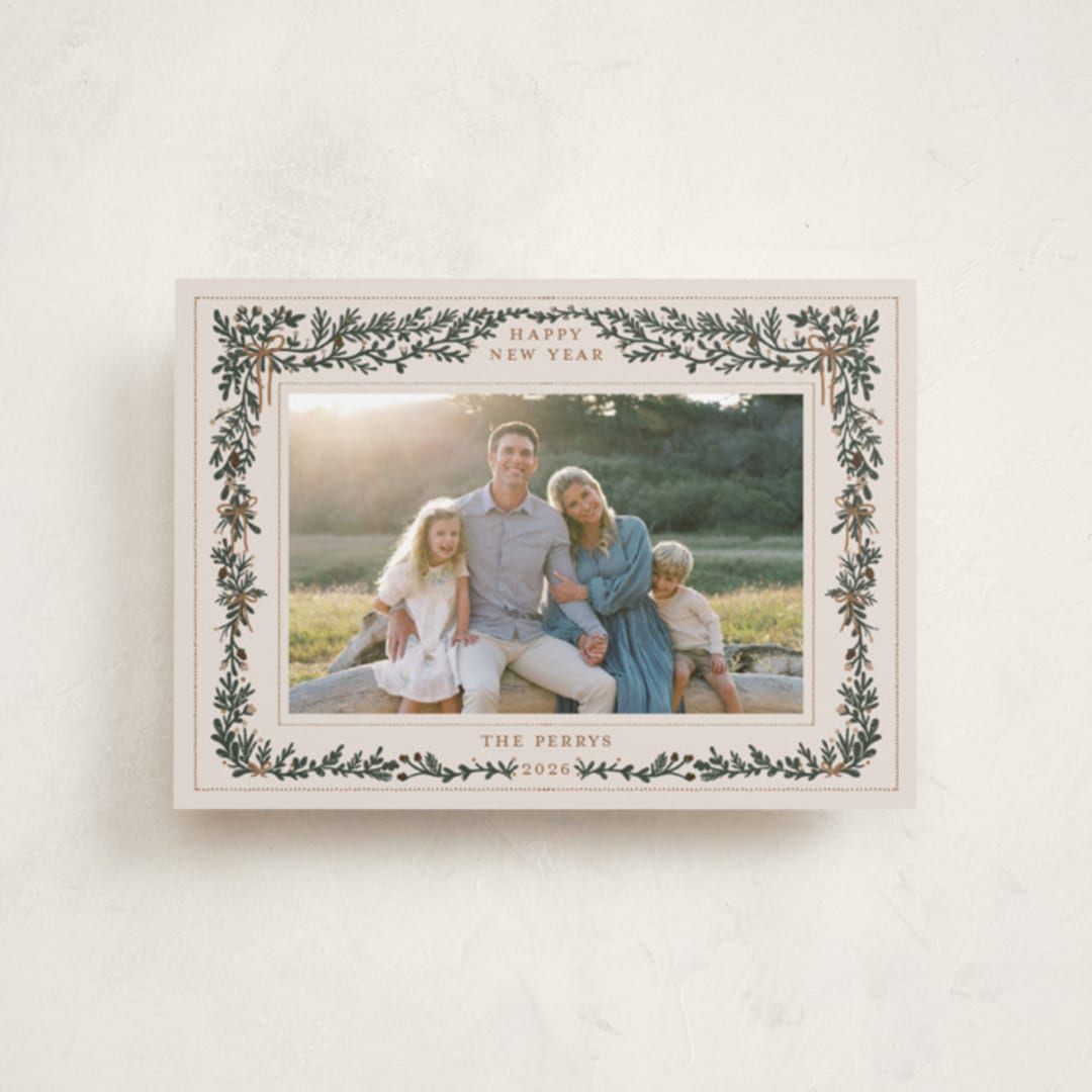 "Merriest Botanicals" - Holiday Cards in Champagne by Angel Walker - Front