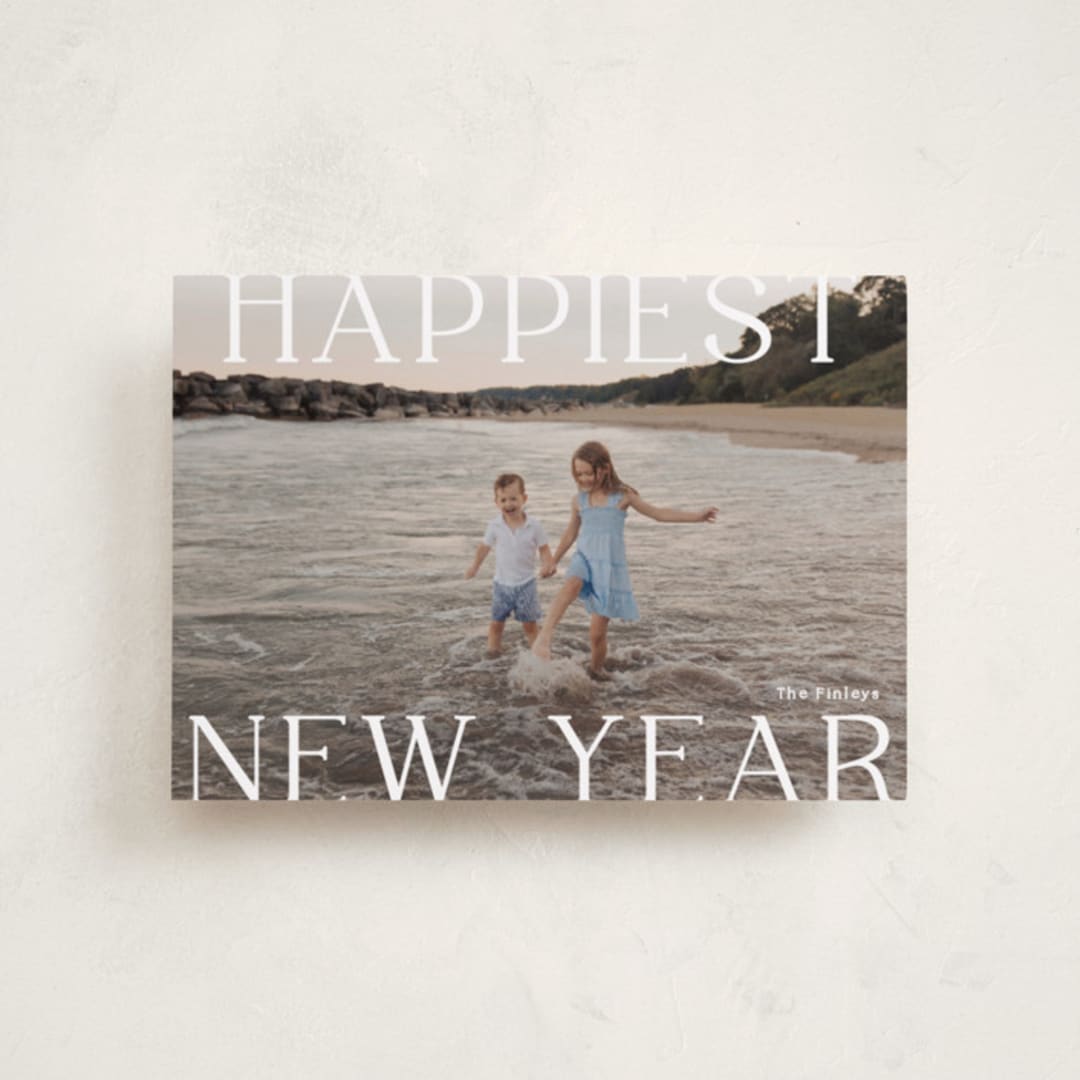 "New Year Happiness" - Holiday Cards in Cotton by Angela Thompson - Front