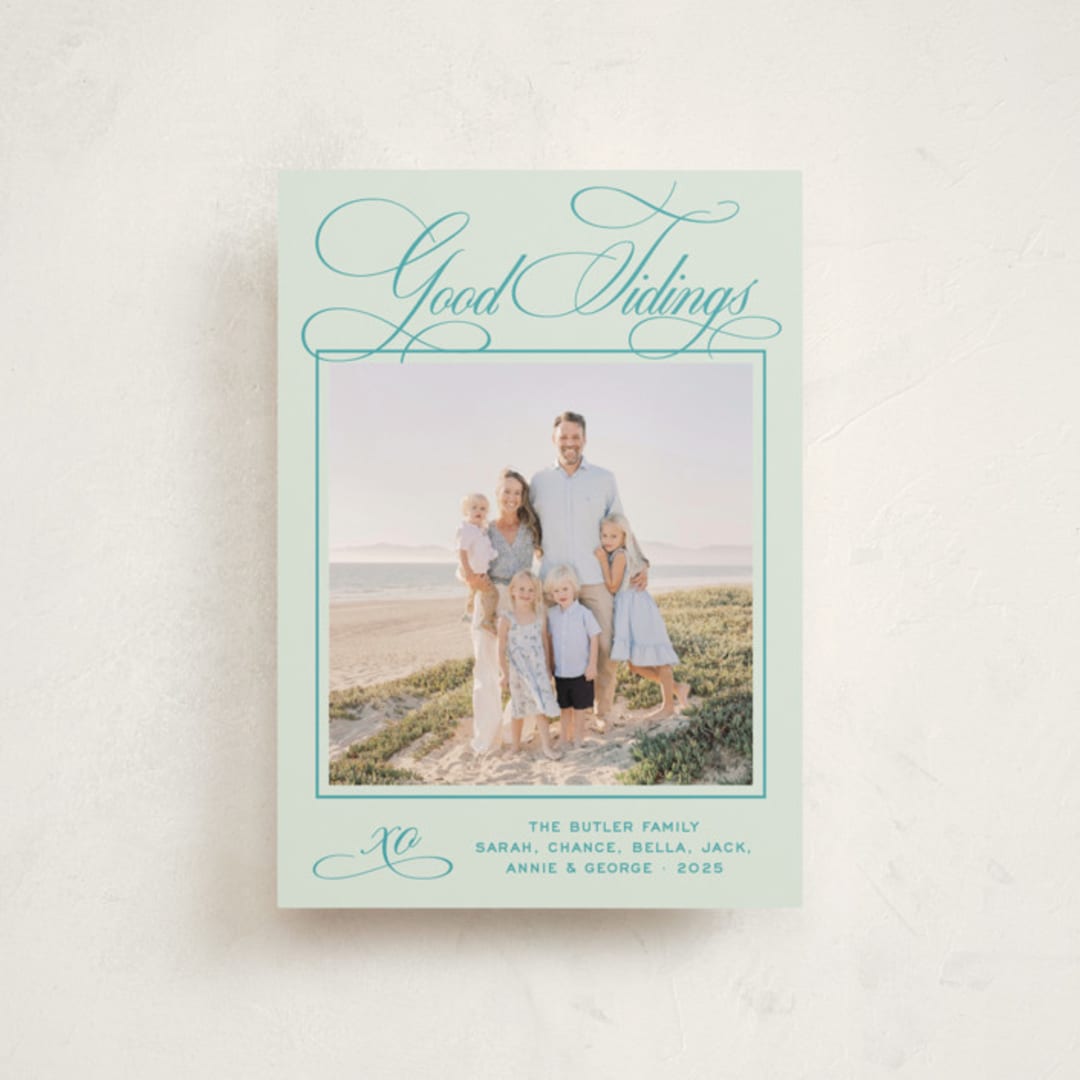 "Julep" - Holiday Cards in Mint by Megan Davis - Front