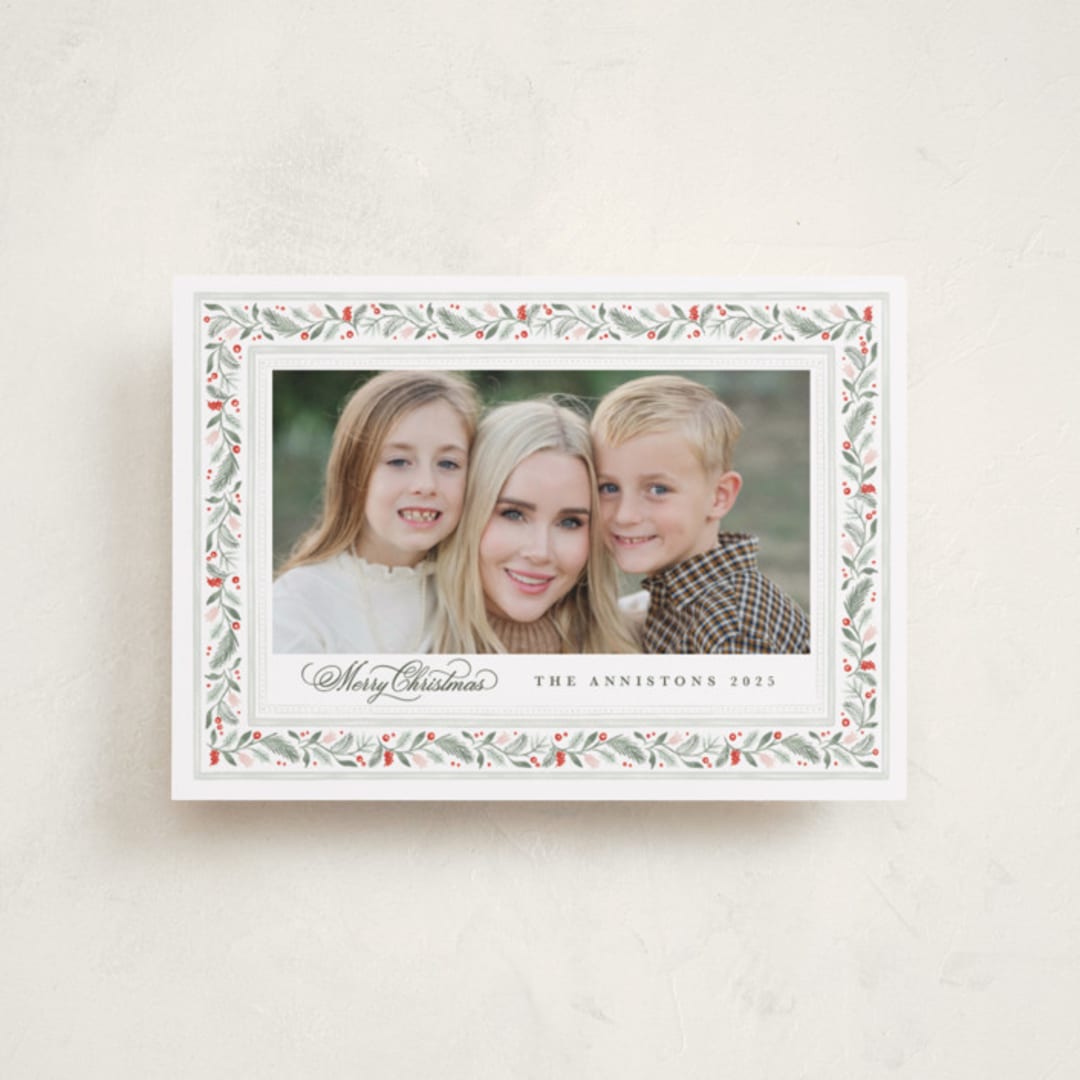 "Painted Garland" - Holiday Cards in Berry by Kristen Smith - Front