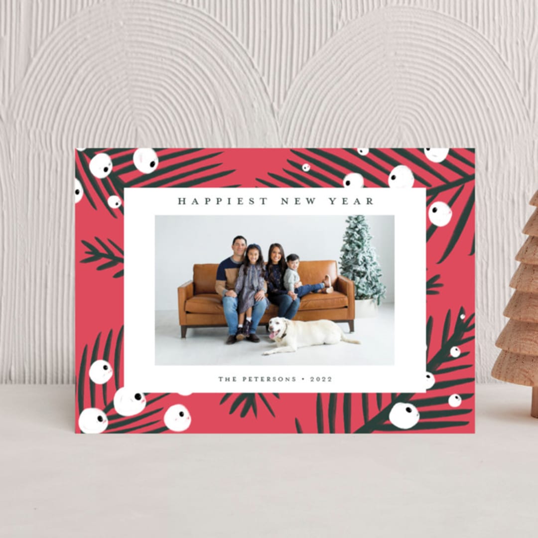 "White Berries" - Holiday Cards in Persimmon by Cricket and Bee - Front